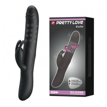 Pretty Love - Colin Vibrator Kelinci Bergetar dan Berputar (Hitam)