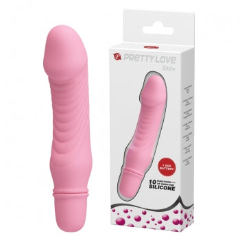 Pretty Love - Stev Vibrating Realistic Dildo (Màu hồng)