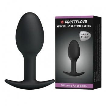 Pretty Love - Heavy Balls Silikon Butt Plug (Hitam)