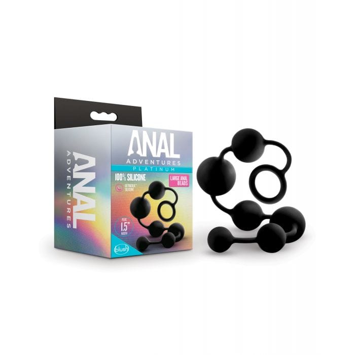 Blush Novelties - Anal Adventures Platinum Silicone Anal Beads Large (Black) BN1158 CherryAffairs