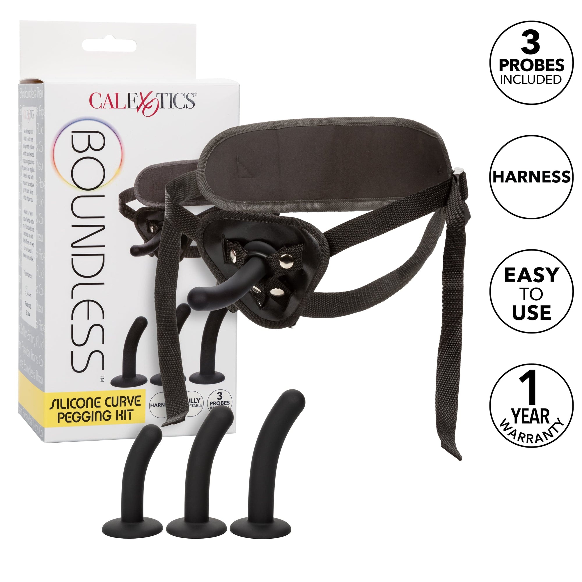 California Exotics - Boundless Silicone Curve Pegging Kit Strap On (Black) CE2095 CherryAffairs