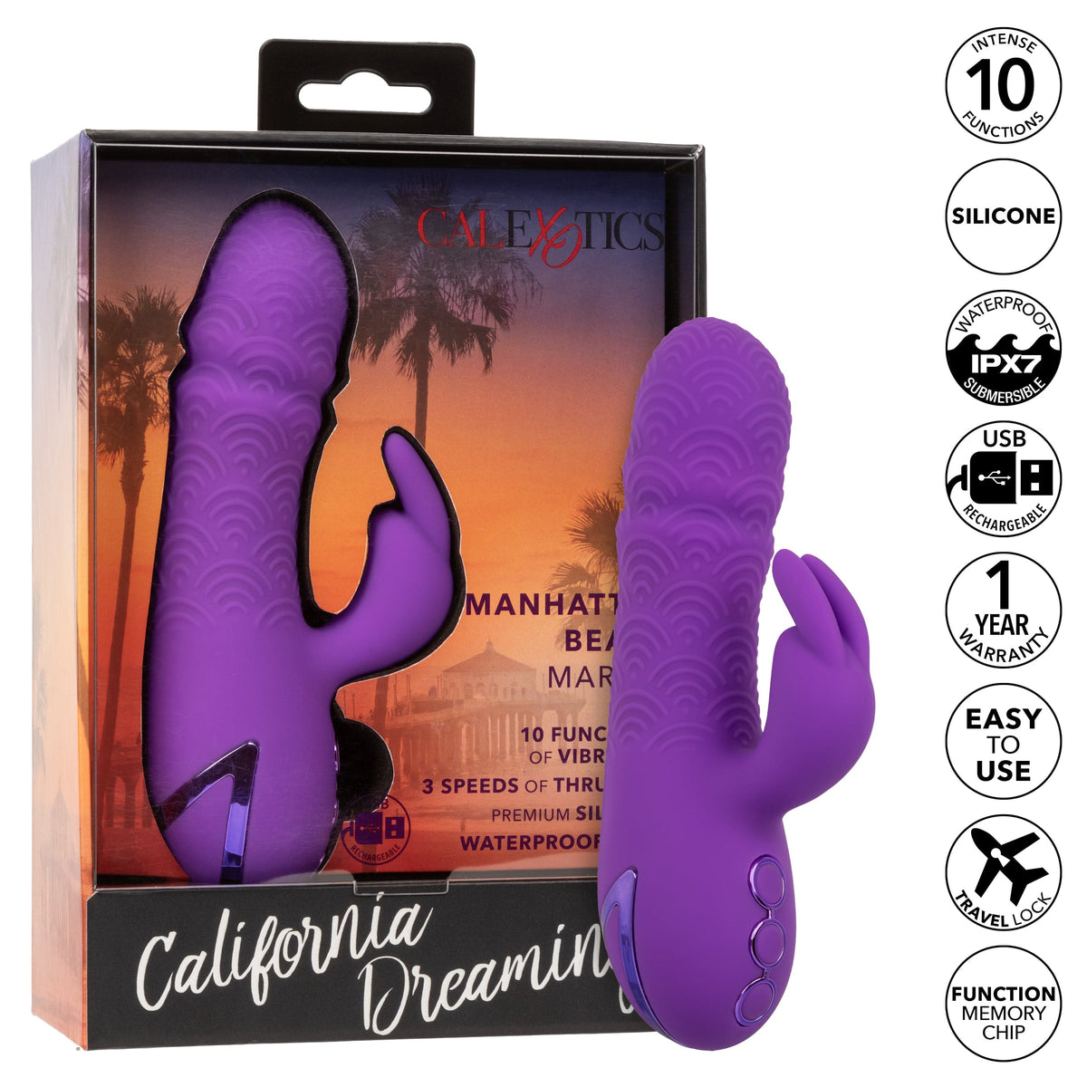 California Exotics - California Dreaming Manhattan Beach Marvel Rabbit Vibrator (Purple) CE2103 CherryAffairs