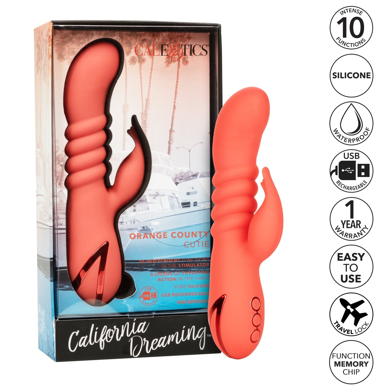 California Exotics - California Dreaming Orange County Cutie Rabbit Vibrator (Orange) CE2102 CherryAffairs