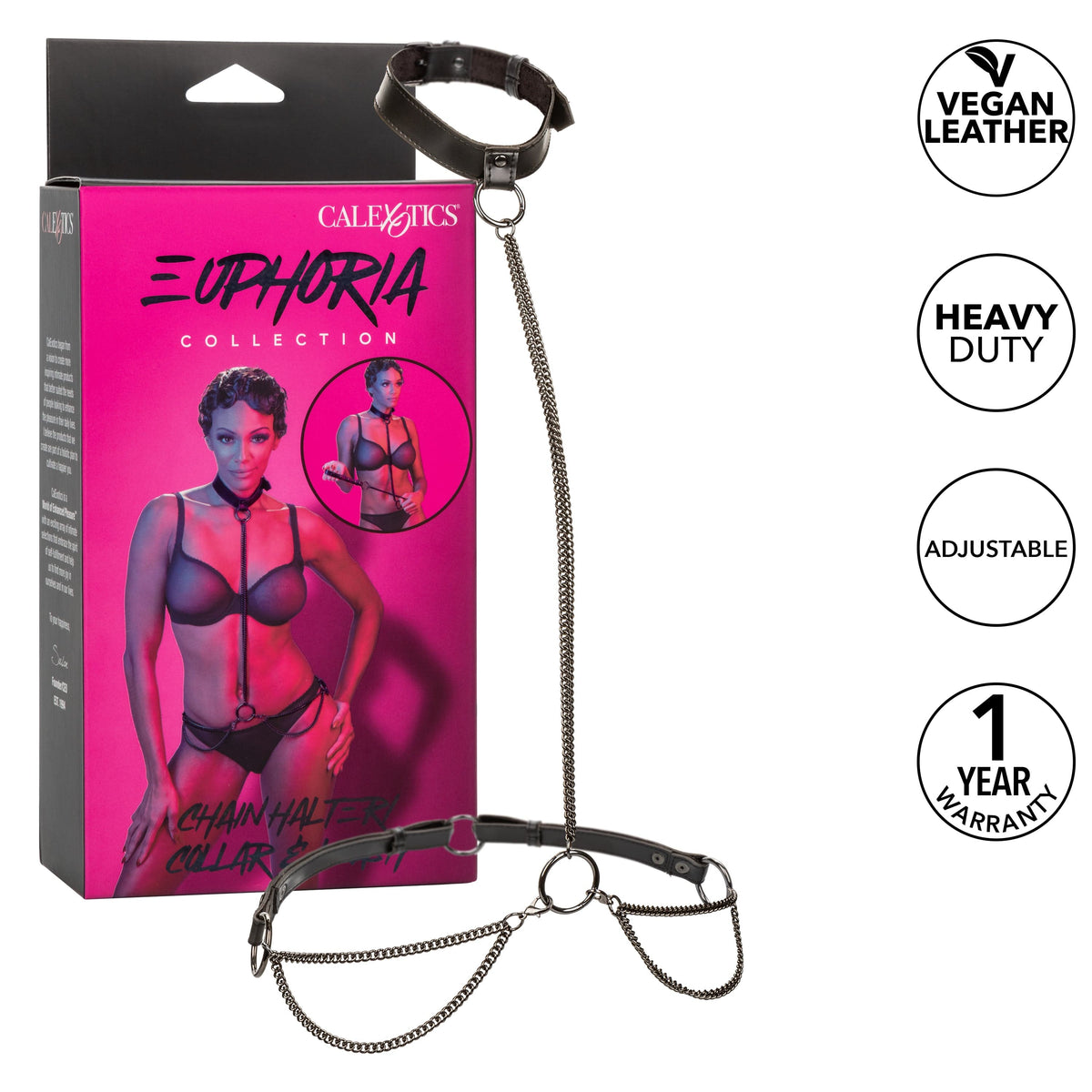 California Exotics - Euphoria Collection Chain Halter Collar and Leash (Black) CE2067 CherryAffairs