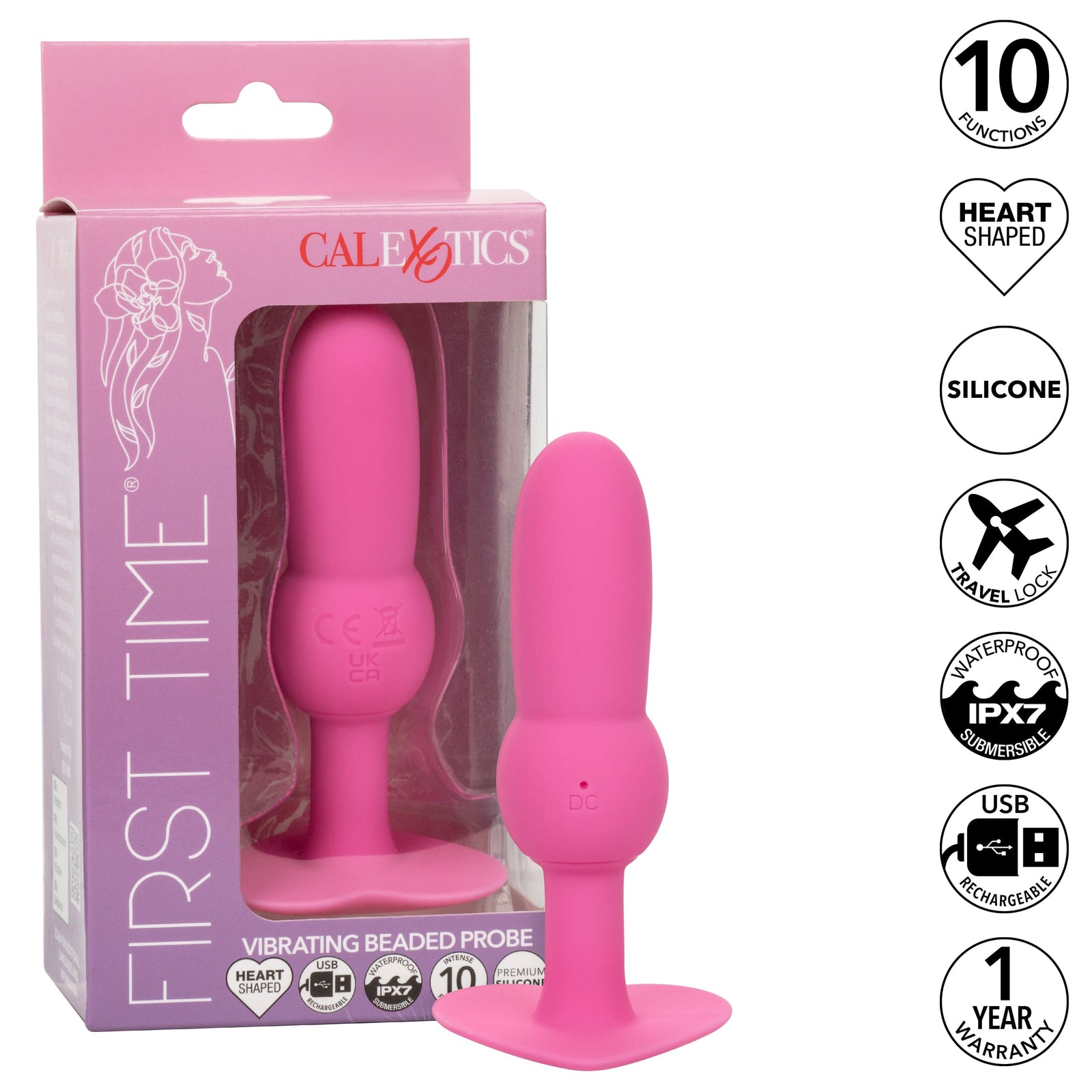 California Exotics - First Time Vibrating Beaded Probe Anal Plug (Pink) CE2060 CherryAffairs