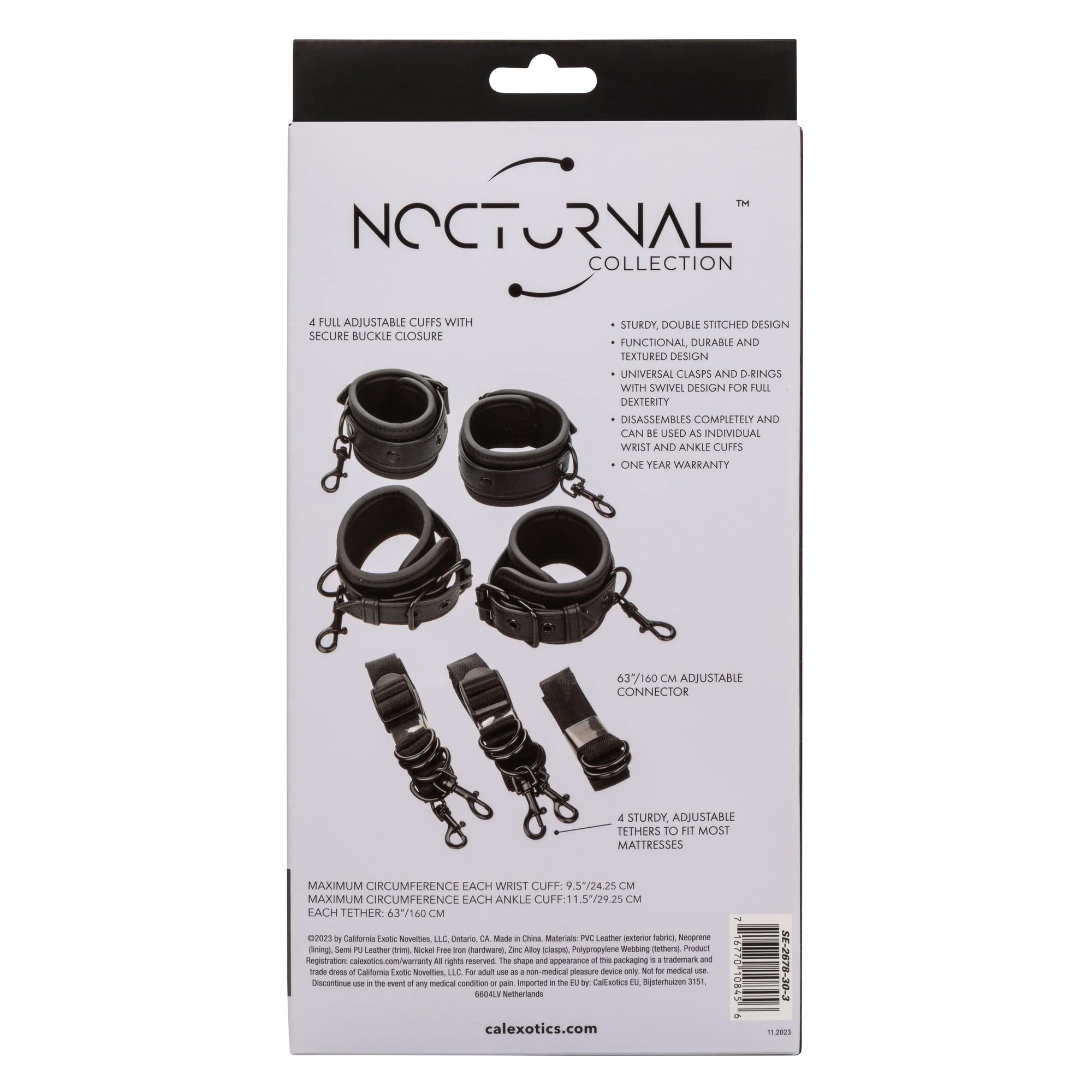 California Exotics - Nocturnal Collection Bed Restraints (Black) CE2071 CherryAffairs