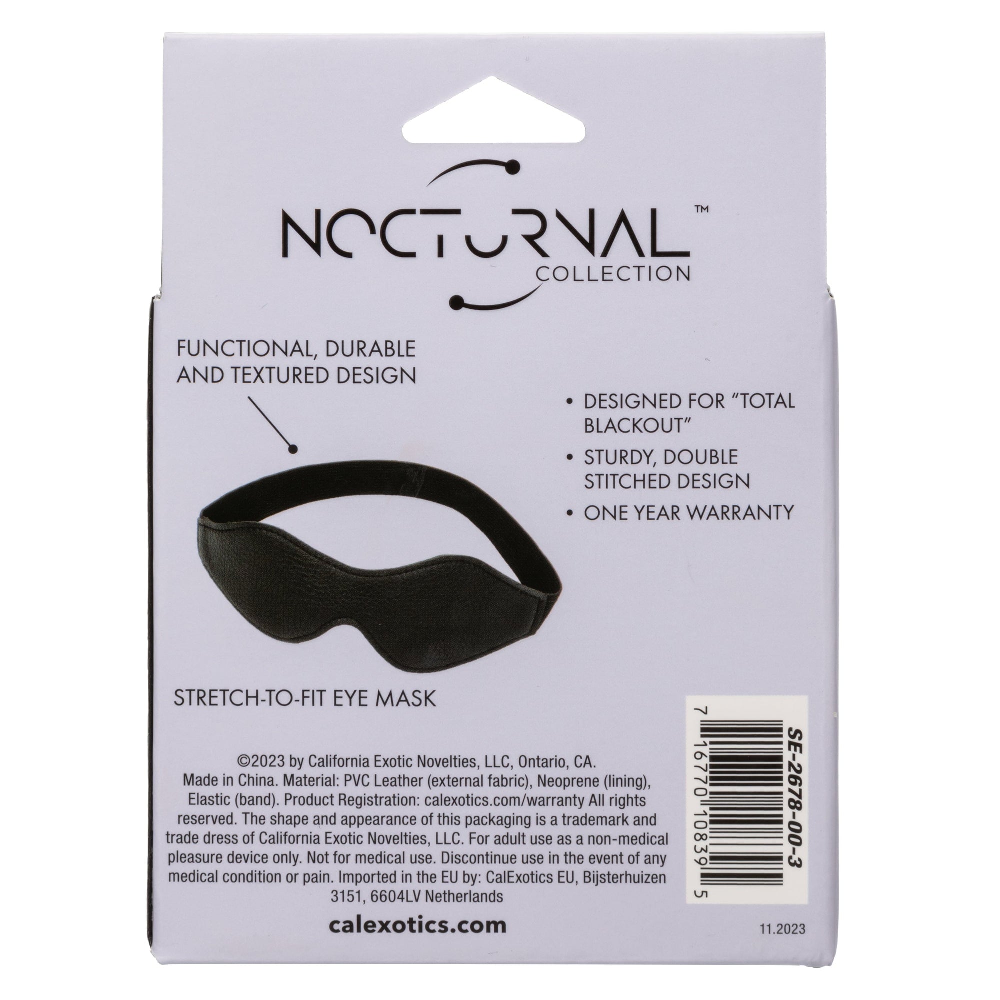 California Exotics - Nocturnal Collection Eye Mask (Black) CE2073 CherryAffairs