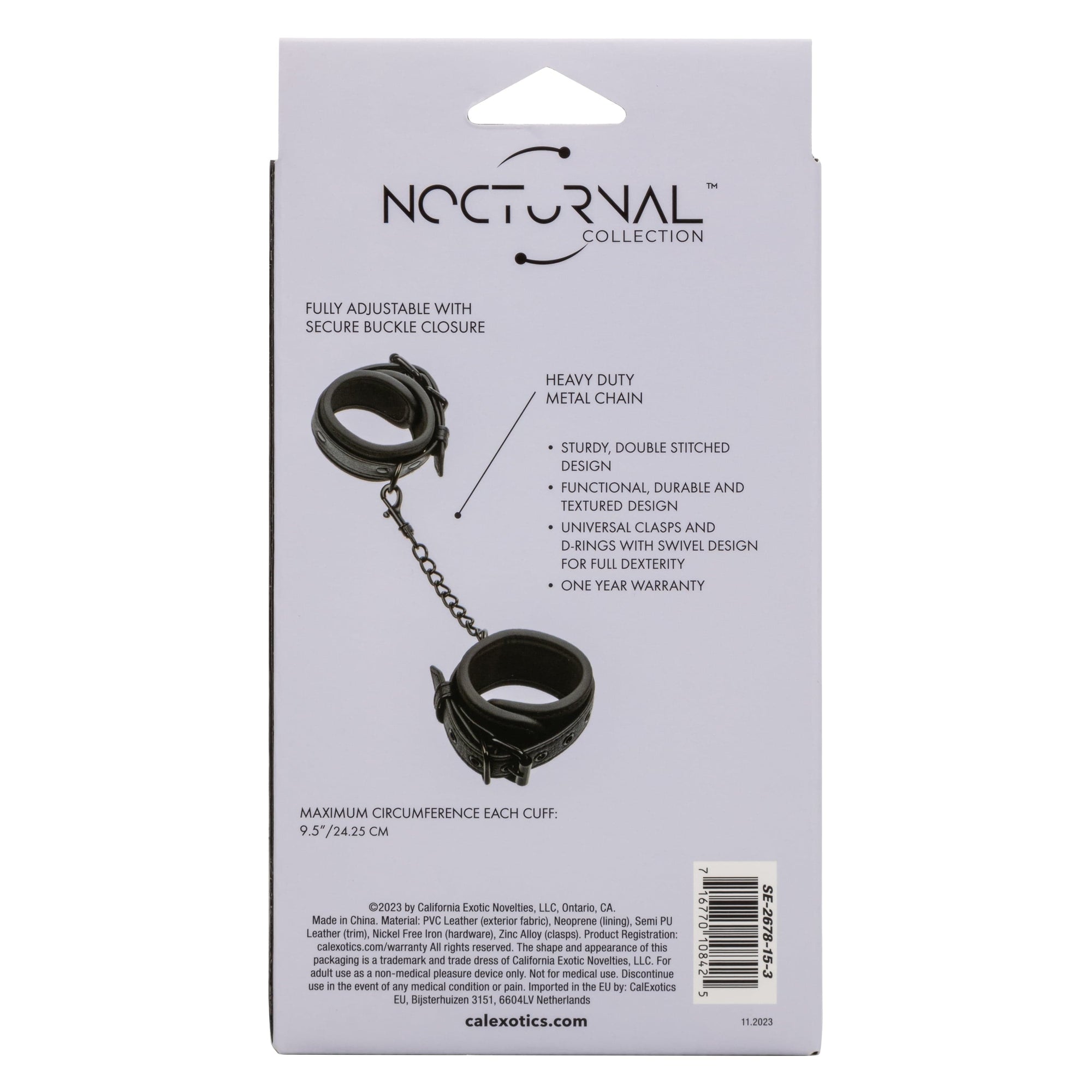 California Exotics - Nocturnal Collection Wrist Cuffs (Black) CE2075 CherryAffairs