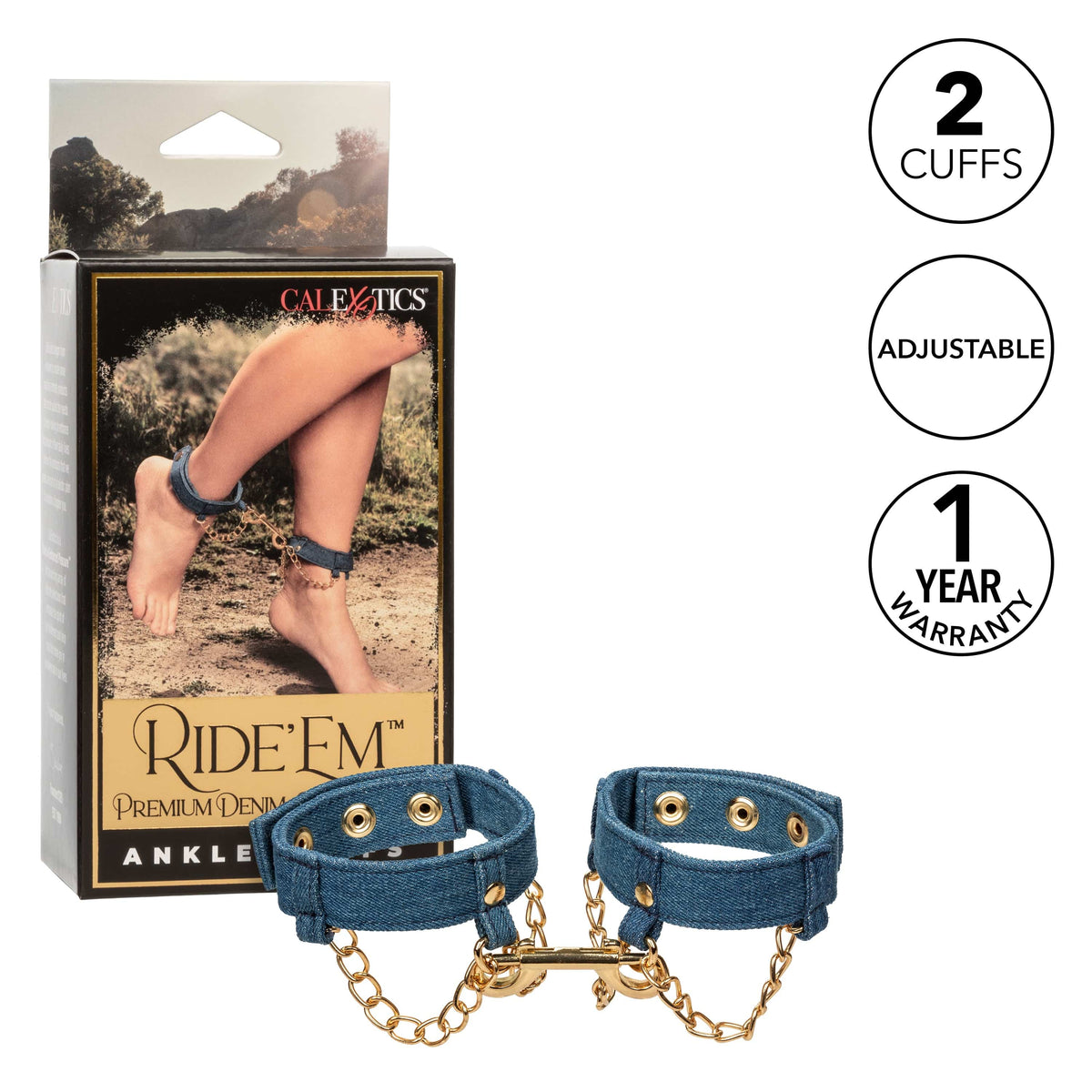 California Exotics - Ride &#39;em Premium Denim Collection Ankle Cuffs (Blue) CE2088 CherryAffairs