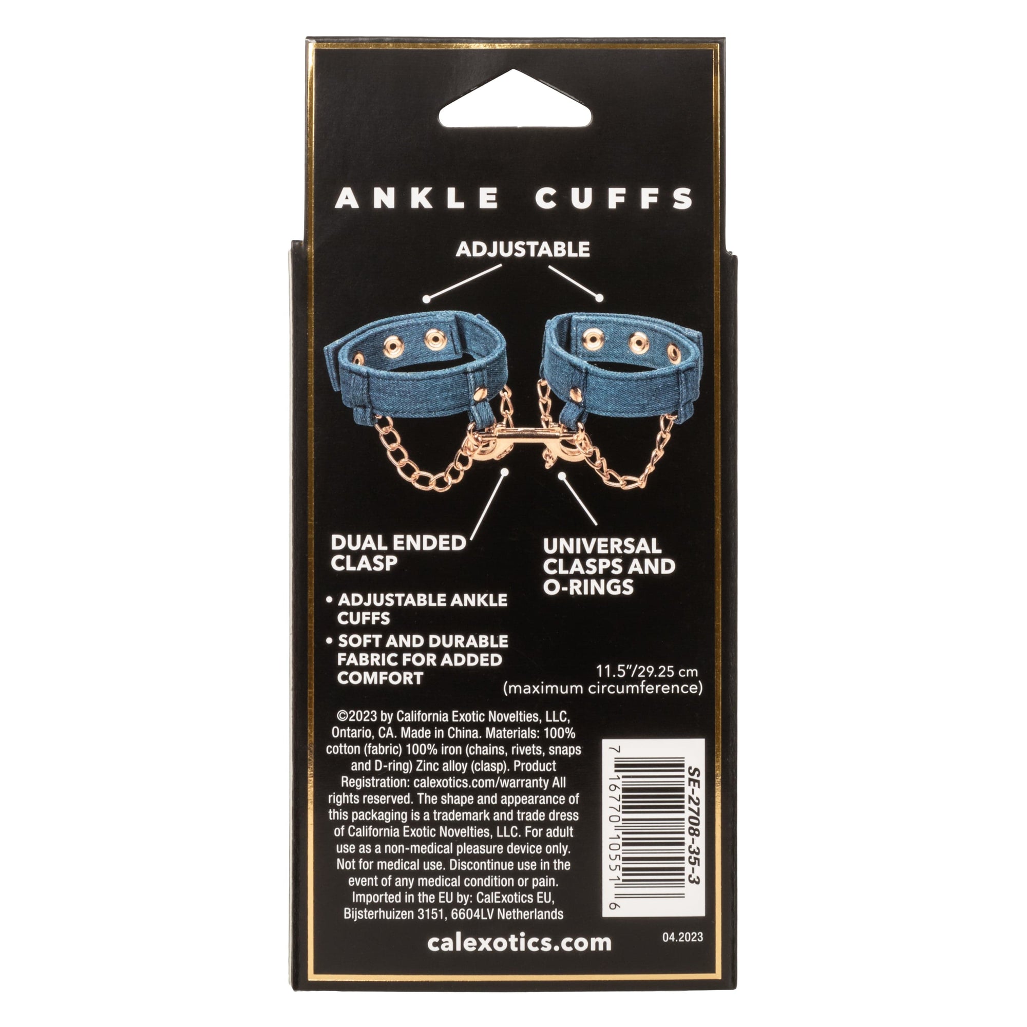 California Exotics - Ride 'em Premium Denim Collection Ankle Cuffs (Blue) CE2088 CherryAffairs