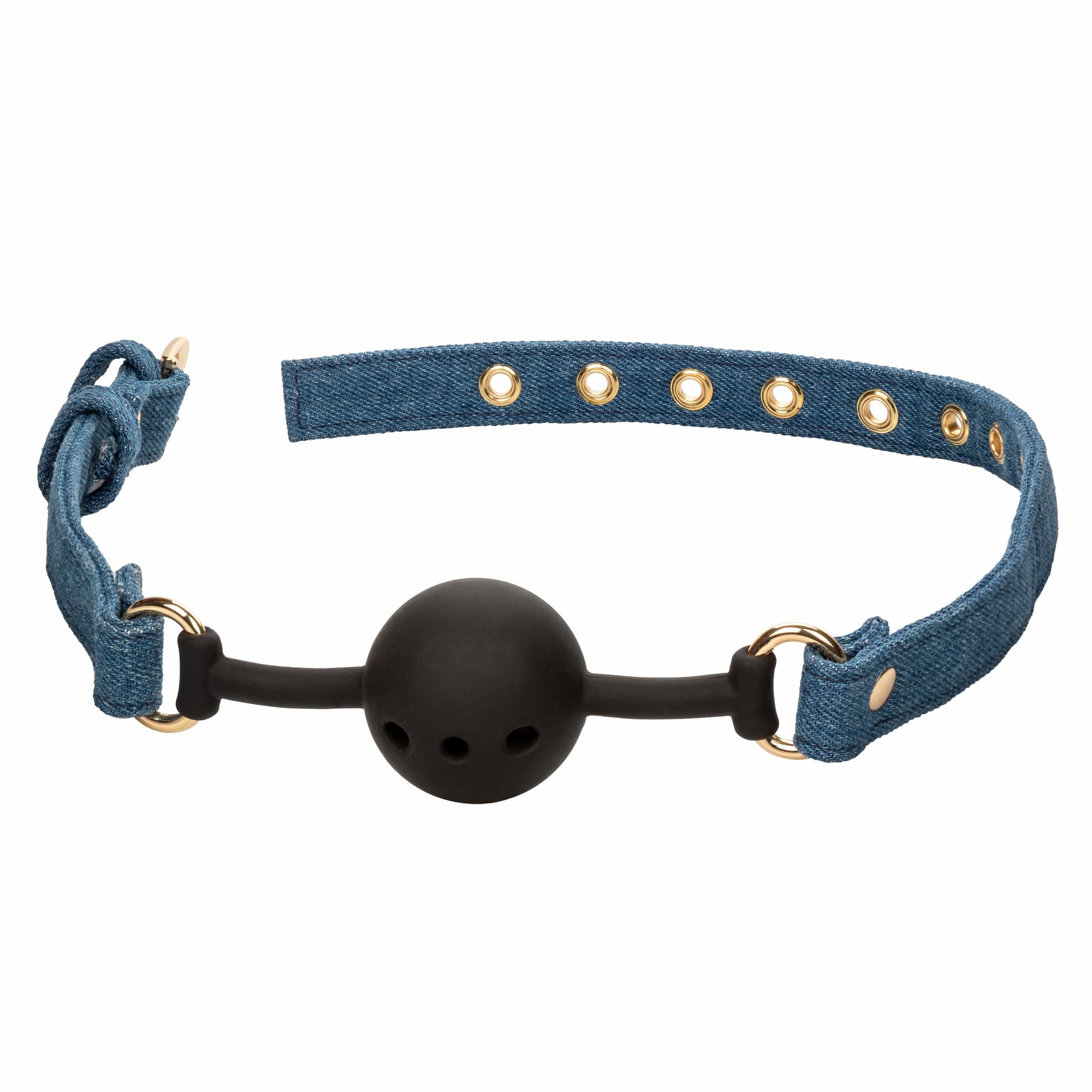 California Exotics - Ride 'em Premium Denim Collection Ball Gag (Blue) CE2085 CherryAffairs