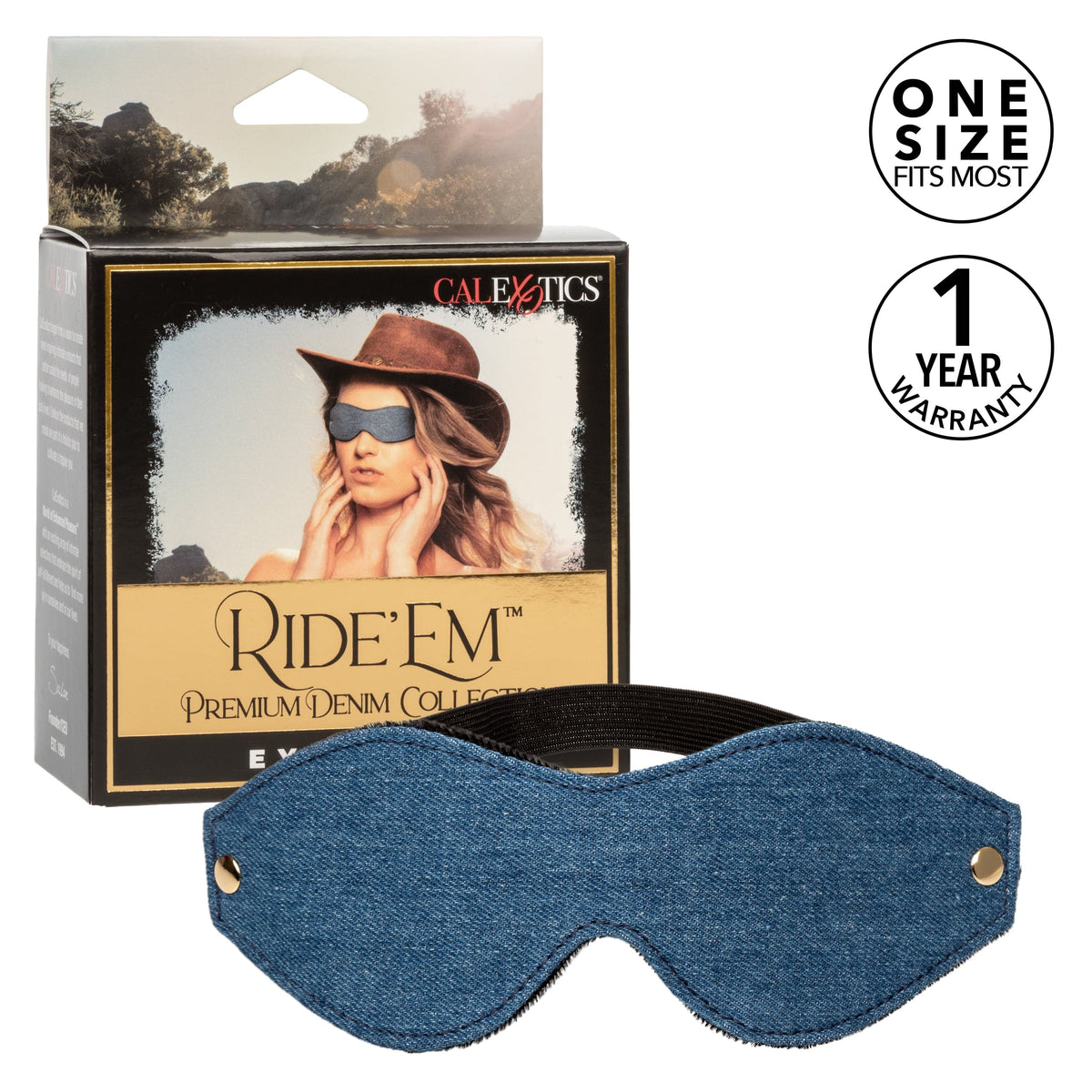 California Exotics - Ride &#39;em Premium Denim Collection Eye Mask (Blue) CE2087 CherryAffairs