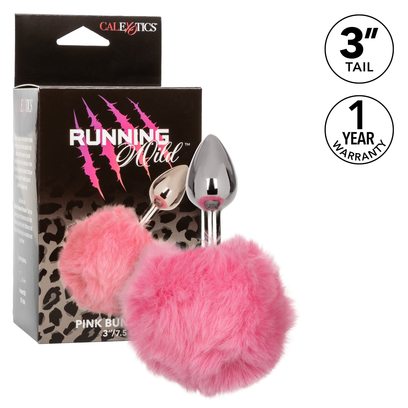 California Exotics - Running Wild White Bunny Tail Metal Anal Plug CherryAffairs