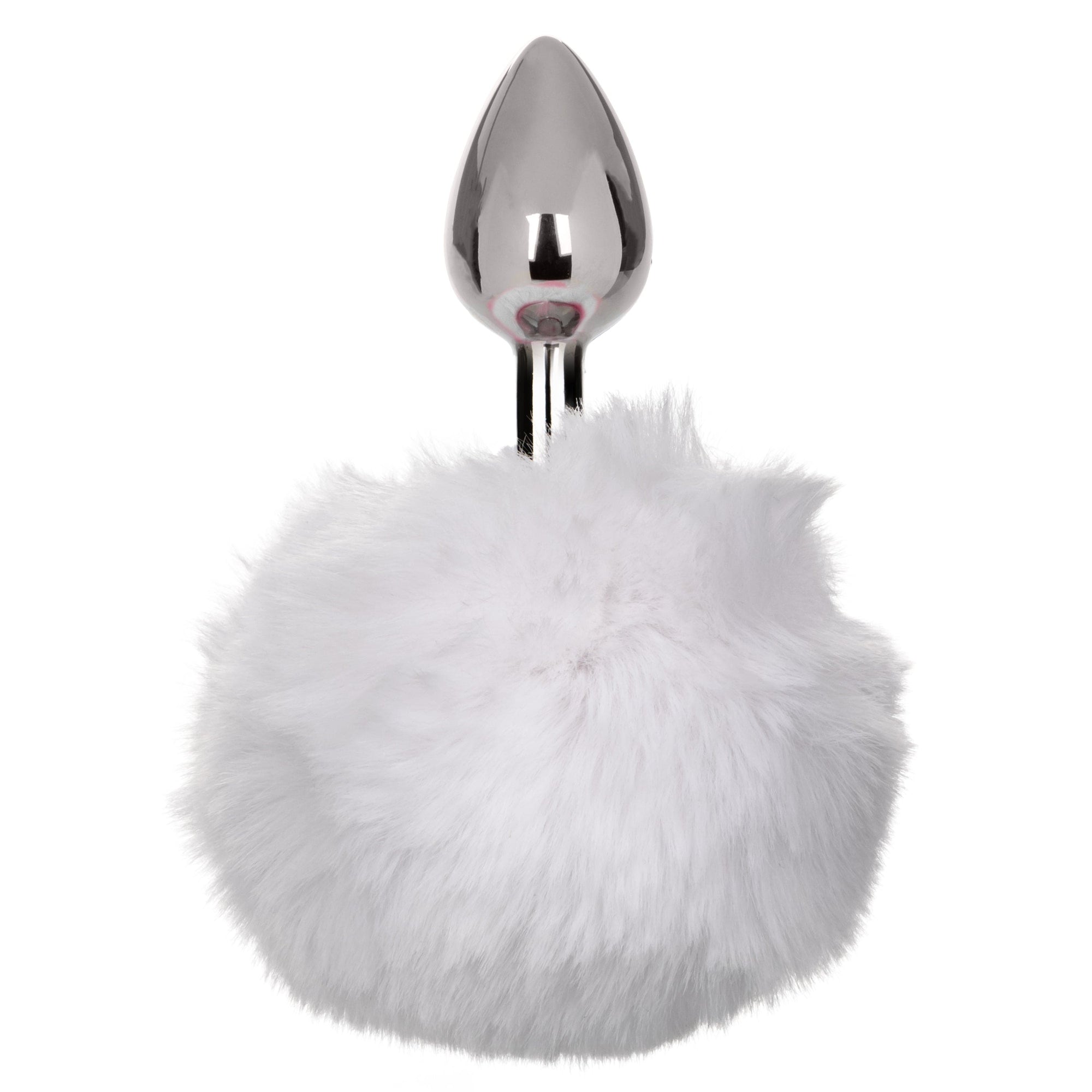 California Exotics - Running Wild White Bunny Tail Metal Anal Plug CE2043 CherryAffairs