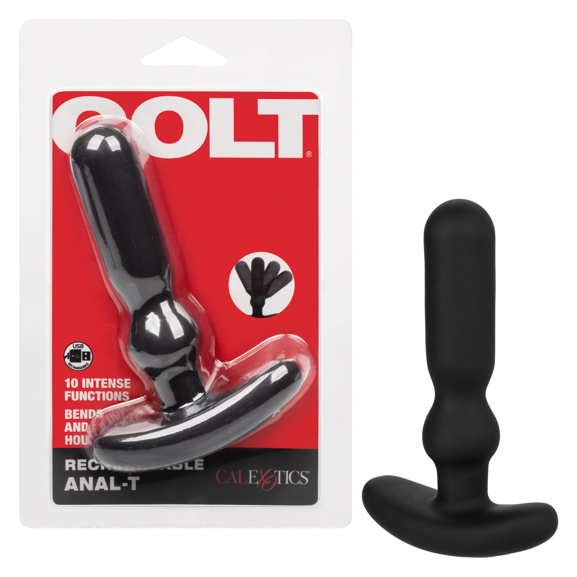 Colt - Rechargeable Anal T Vibrating Anal Plug (Black) CO1039 CherryAffairs