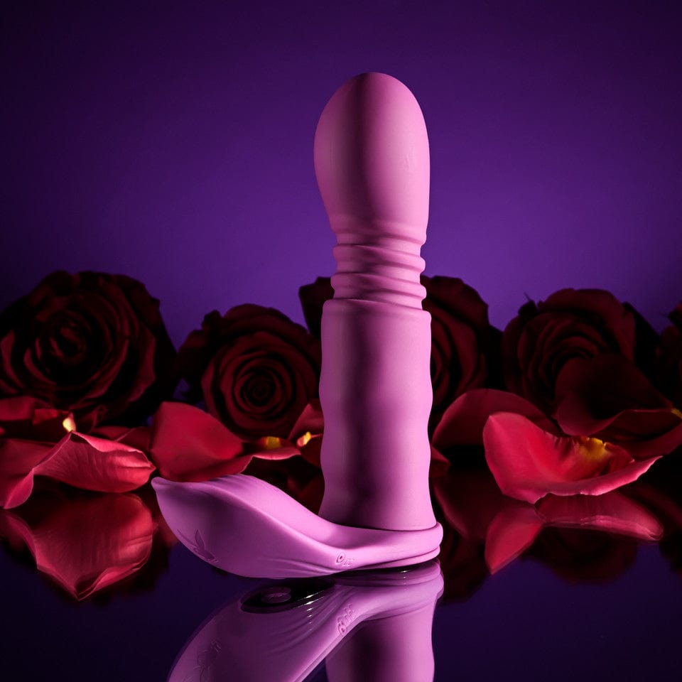 Playboy - Match Play Vibrating Thrusting Dildo with Cock Ring (Pink) PLB1025 CherryAffairs