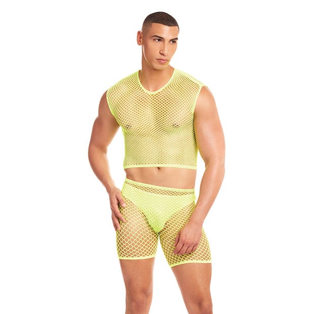 Rene Rofe - Rainbow Party Net-Bula Large Mesh Long Brief 3 pc Set Men Lingerie CherryAffairs