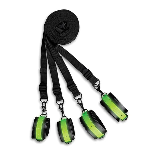 Shots - Ouch Bed Bindings Restraint Kit Glow in the Dark (Black) ST1082 CherryAffairs