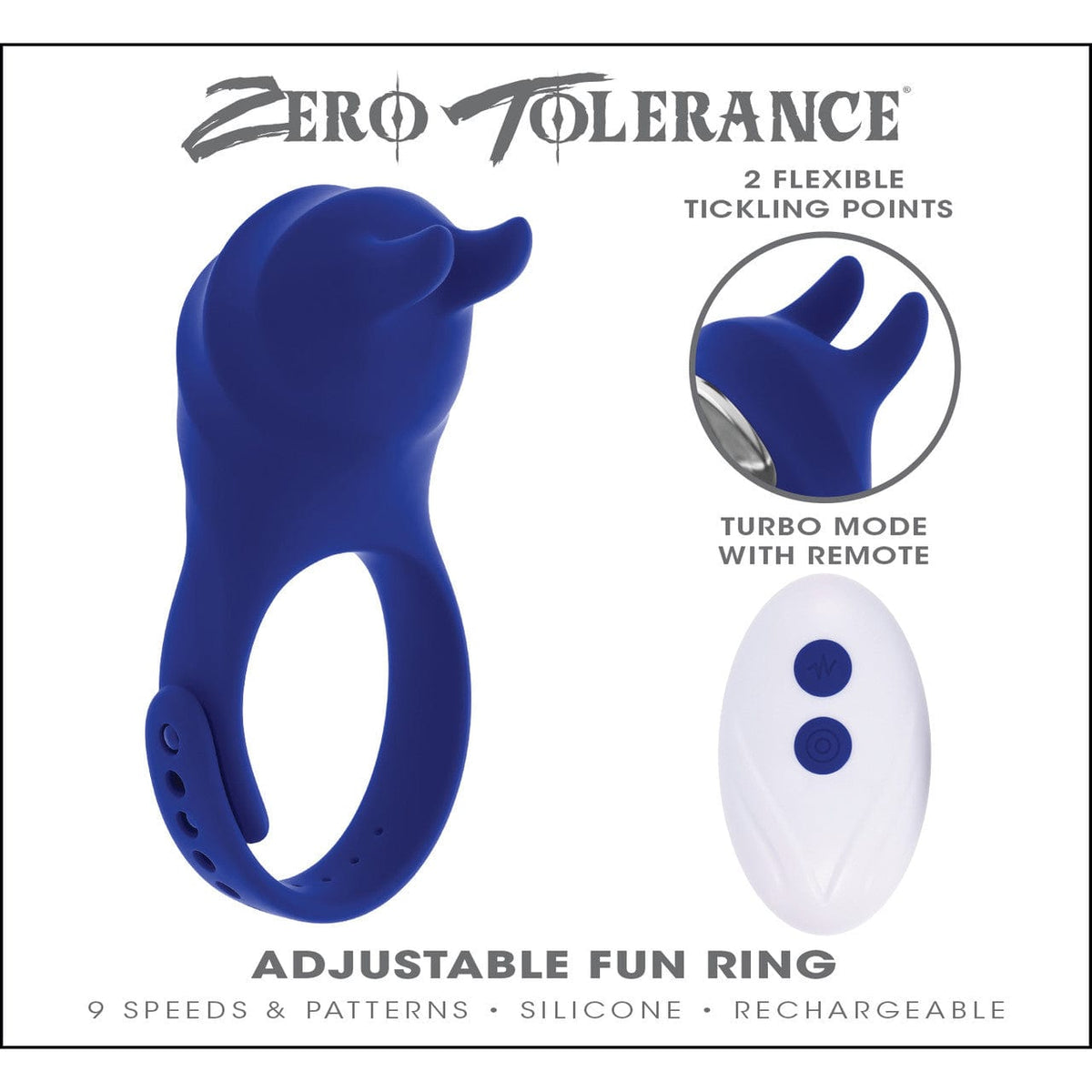 Zero Tolerance - Adjustable Fun Ring Remote Control Cock Ring (Blue) ZR1087 CherryAffairs