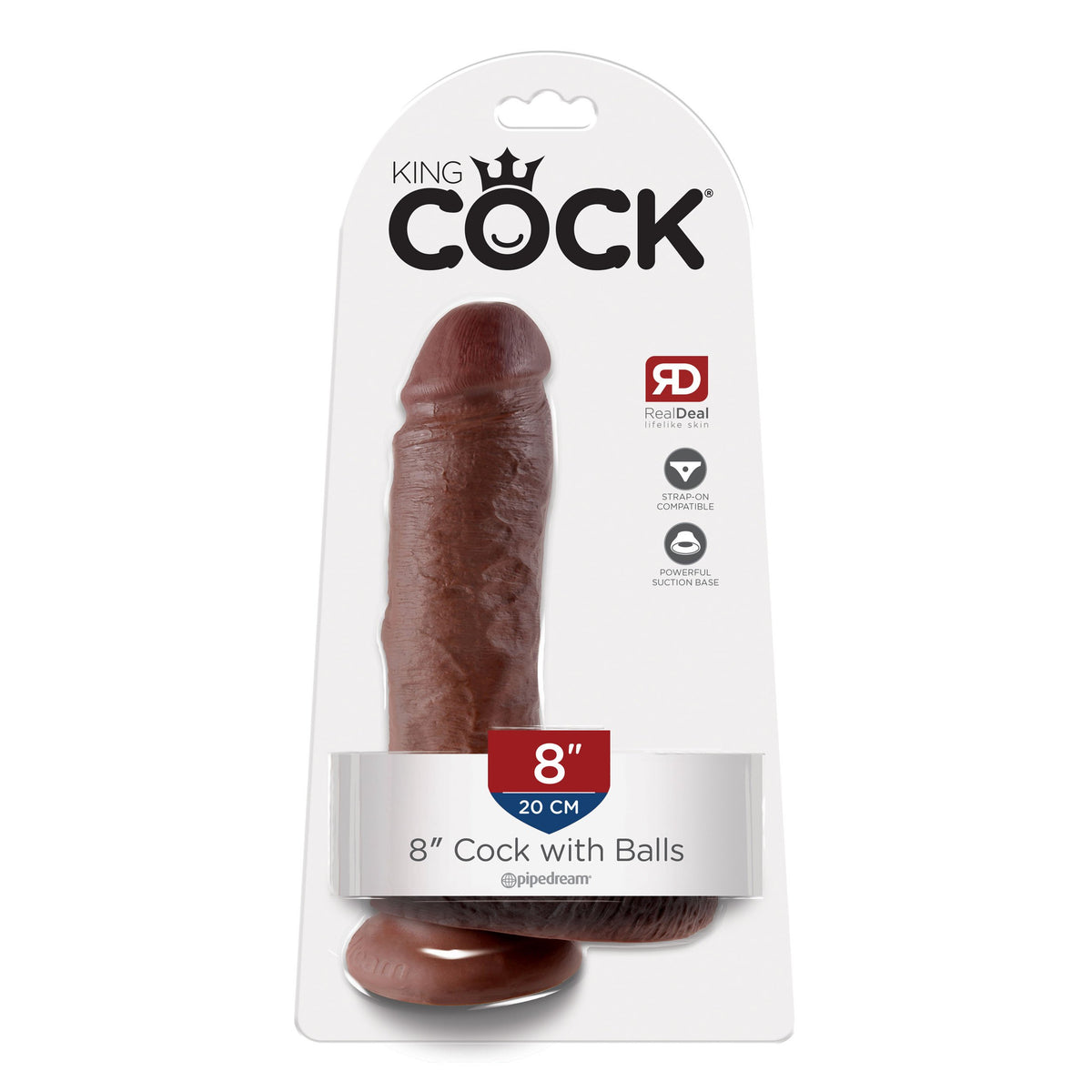 Pipedream - King Cock 8&quot; Cock dengan Bola (Coklat Tua) 