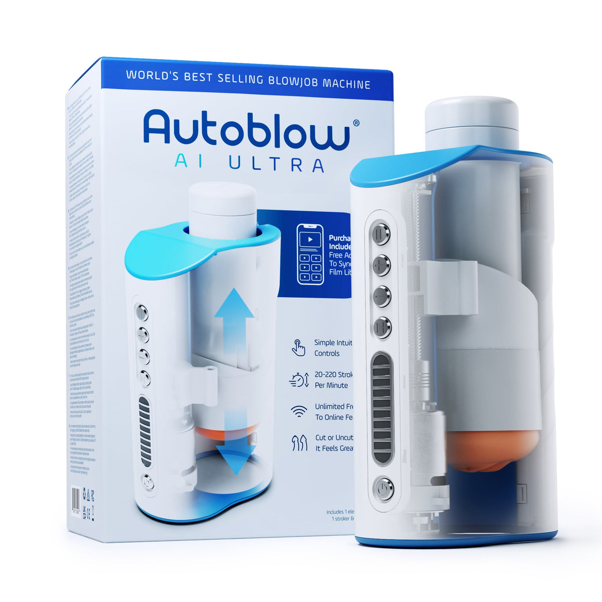 Autoblow - AI Ultra Machine Masturbator Bebas Genggam (Putih)