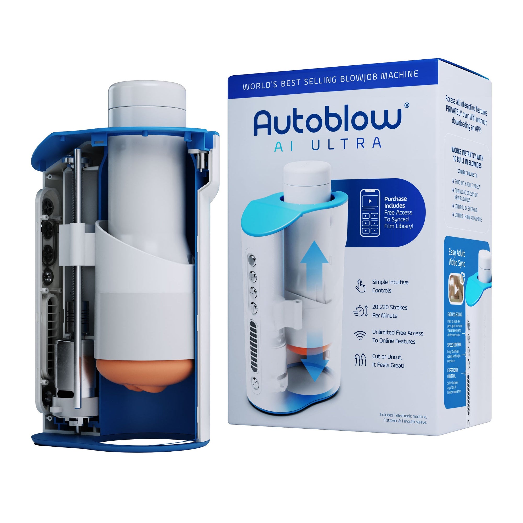 Autoblow - AI Ultra Machine Masturbator Bebas Genggam (Putih)