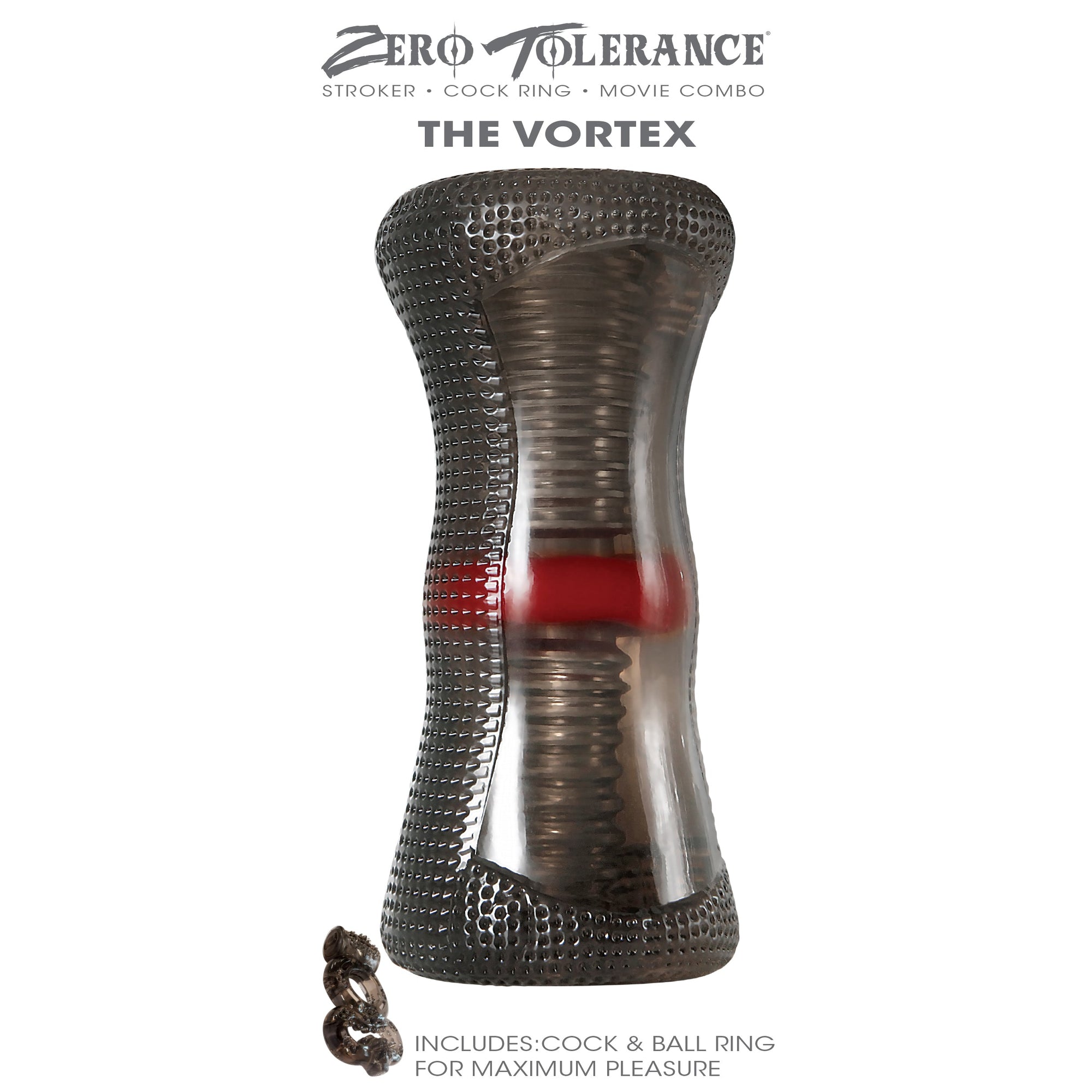 Zero Tolerance - Vortex Soft Stroker dengan Vibrating Cock Ring (Hitam)