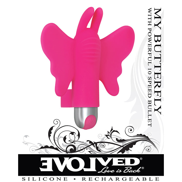 Evolved - Vibrator Jari Peluru Silikon Kupu-Kupu Saya (Merah Muda)