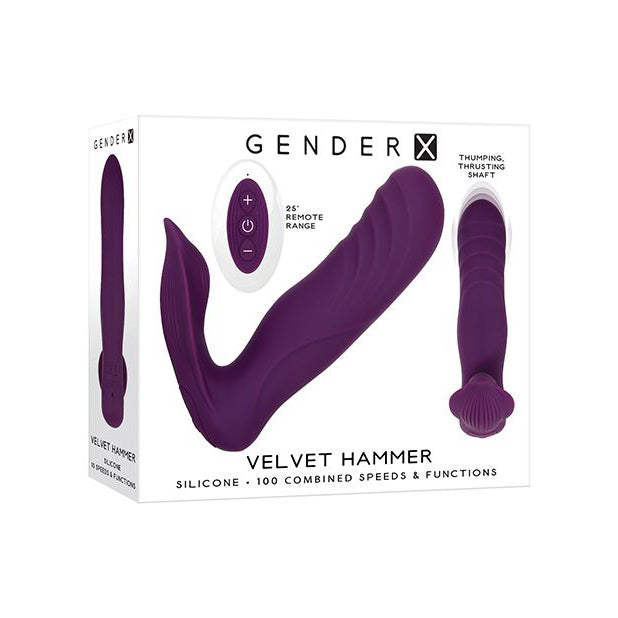 Evolved - Gender X Velvet Hammer Remote Thursting Thumping Strapless Strap On (Purple)