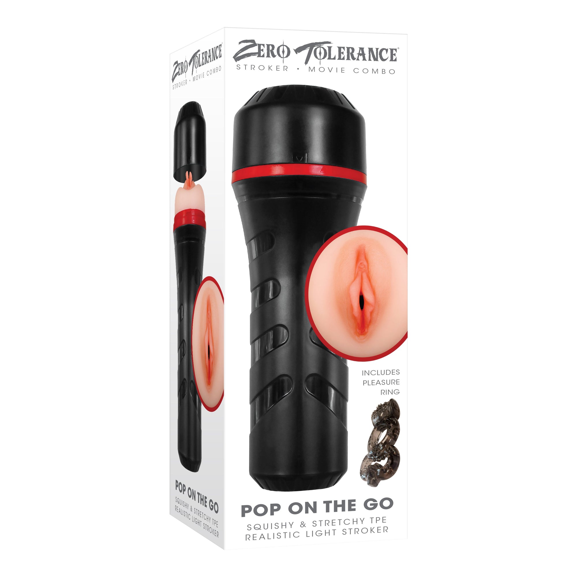 Zero Tolerance - Pop On The Go Squishy Realistic Stroker dengan Cincin Penis yang Bergetar