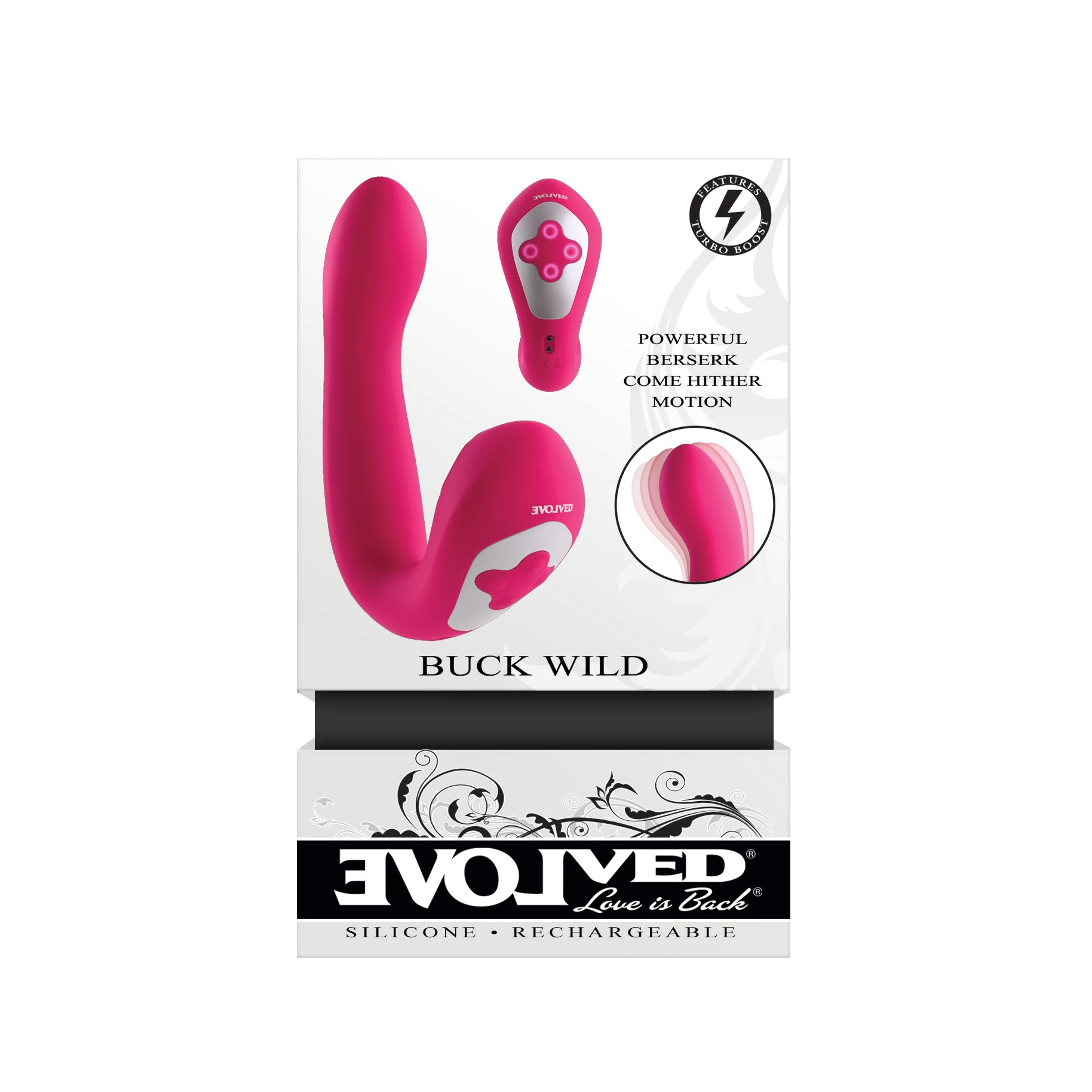 Evolved - Vibrator Turbo Boost Jarak Jauh Buck Wild (Merah Muda)