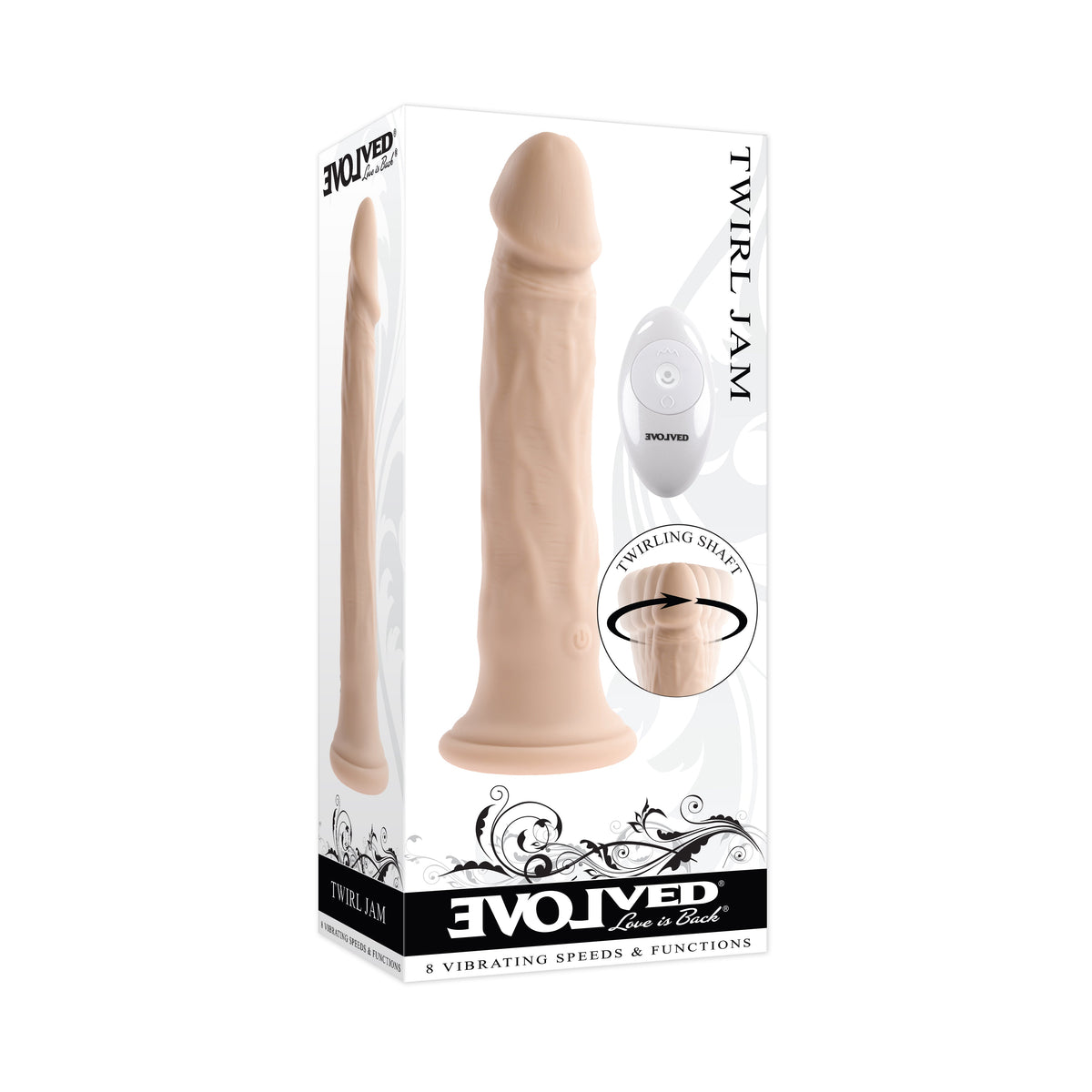 Evolved - Dildo Realistis Getaran Jarak Jauh Twirl Jam 9,25&quot;