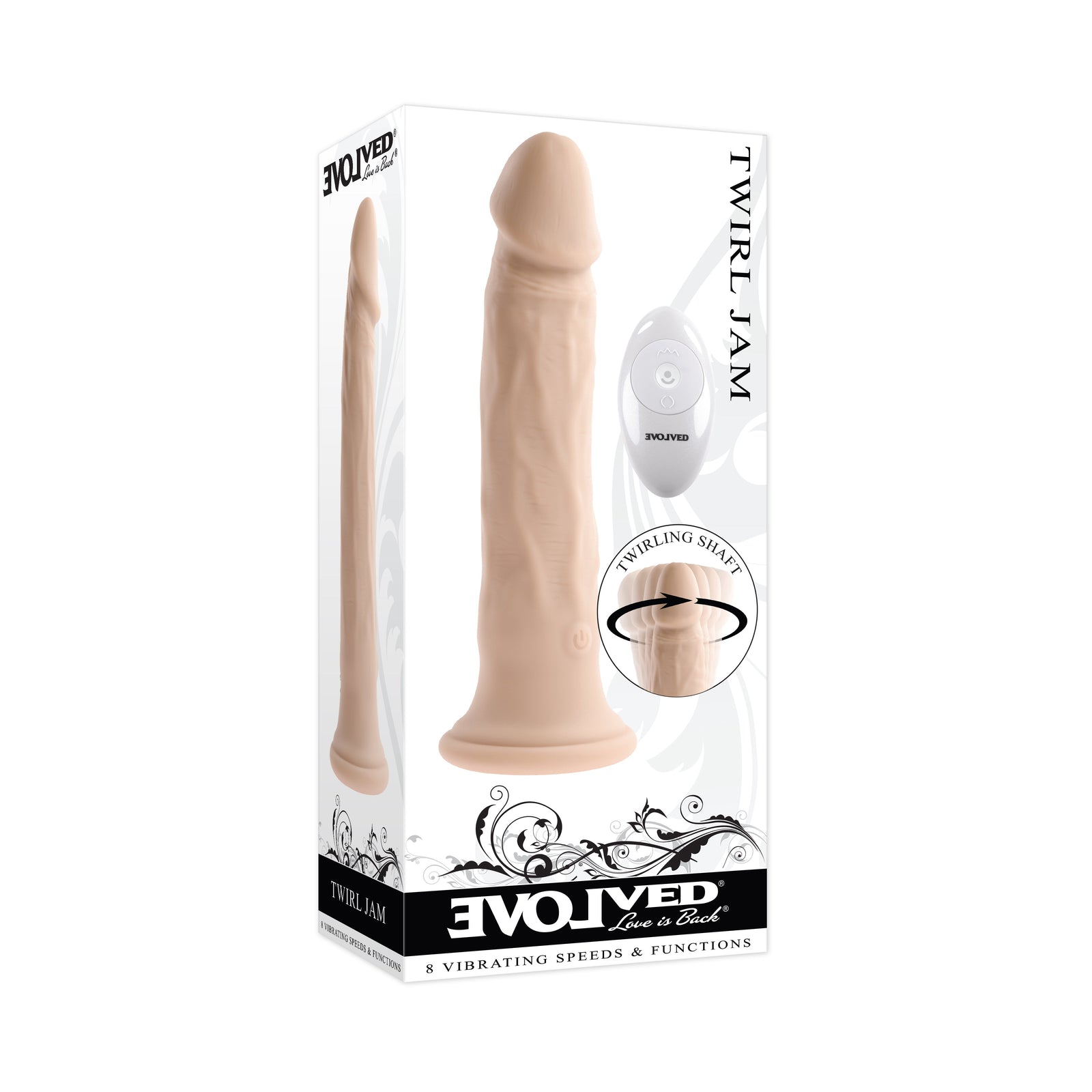 Evolved - Twirl Jam Remote Vibrating Realistic Dildo 9.25"