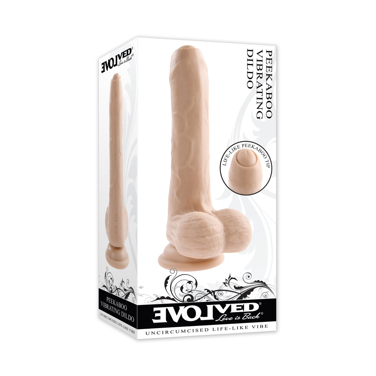 Evolved - Peek A Boo Uncircumcised Realistic Vibrating Dildo 8&quot;