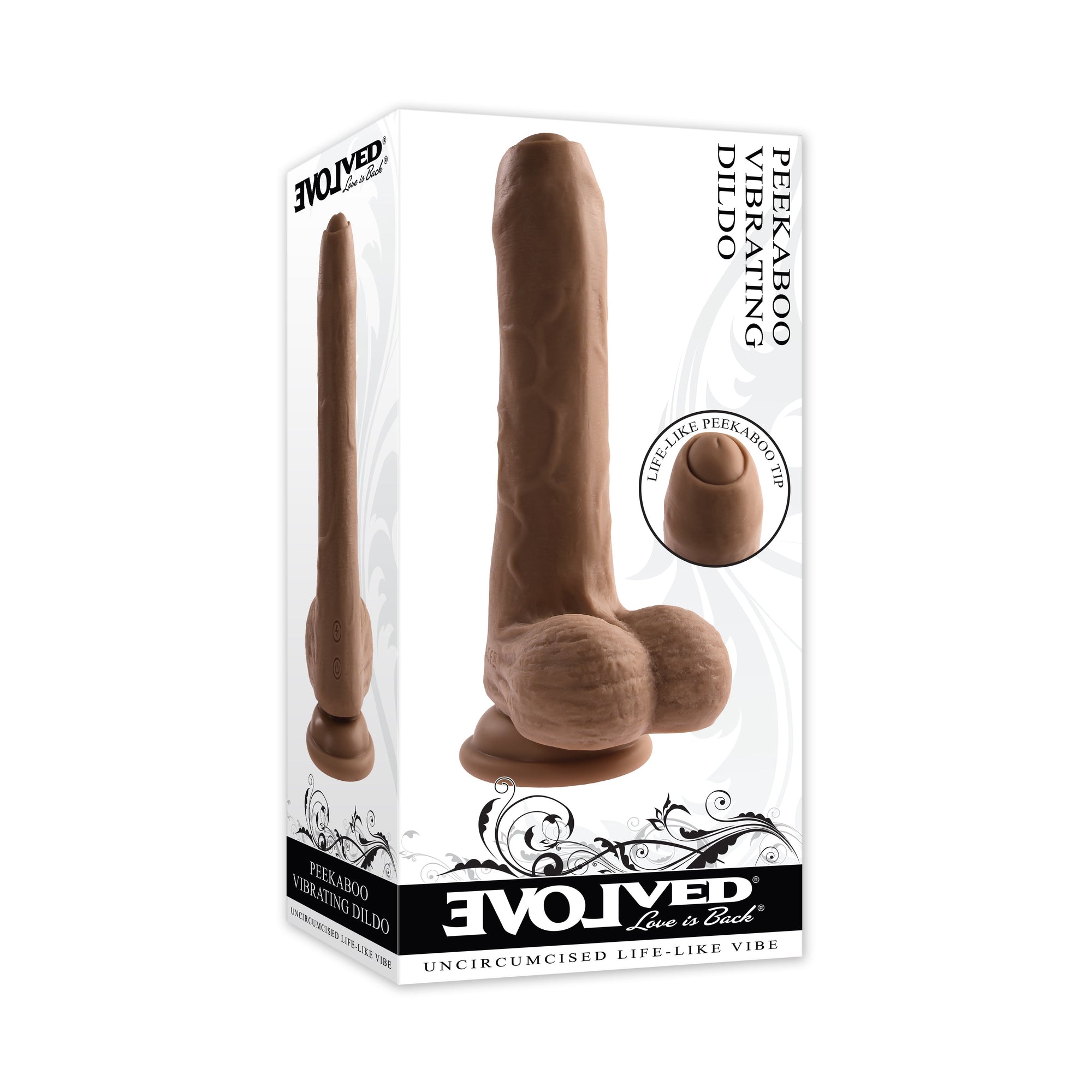 Evolved - Peek A Boo Uncircumcised Realistic Vibrating Dildo 8"