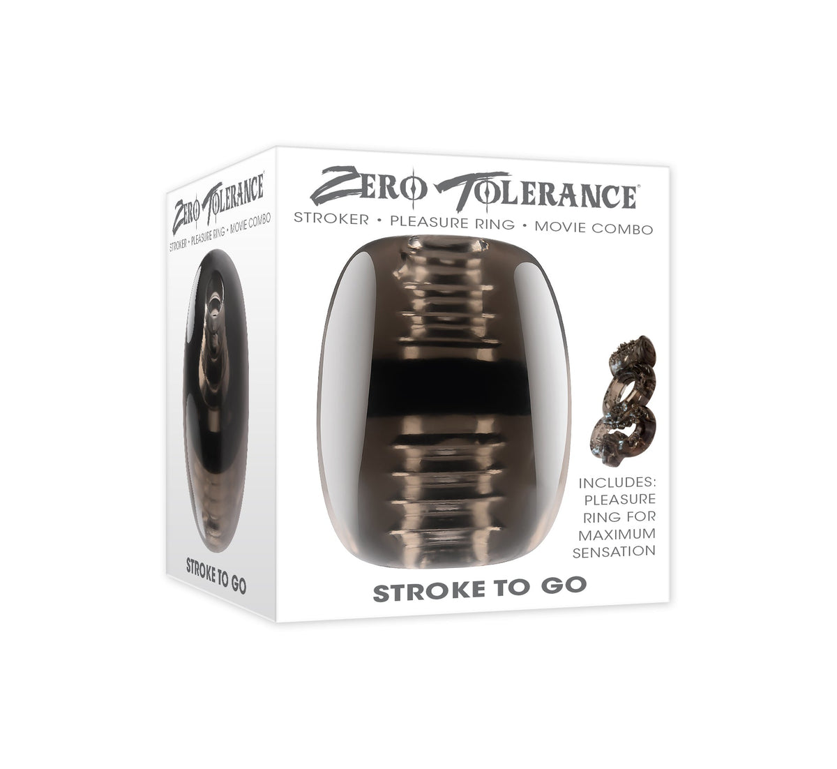 Zero Tolerance - Stroke To Go Stroker dengan Cincin Penis Bergetar (Hitam)