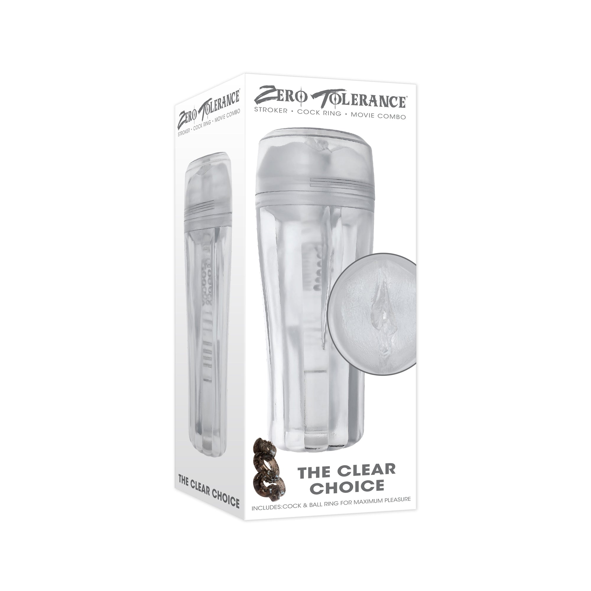 Zero Tolerance - The Clear Choice Stroker with Vibrating Cock Ring(Clear)