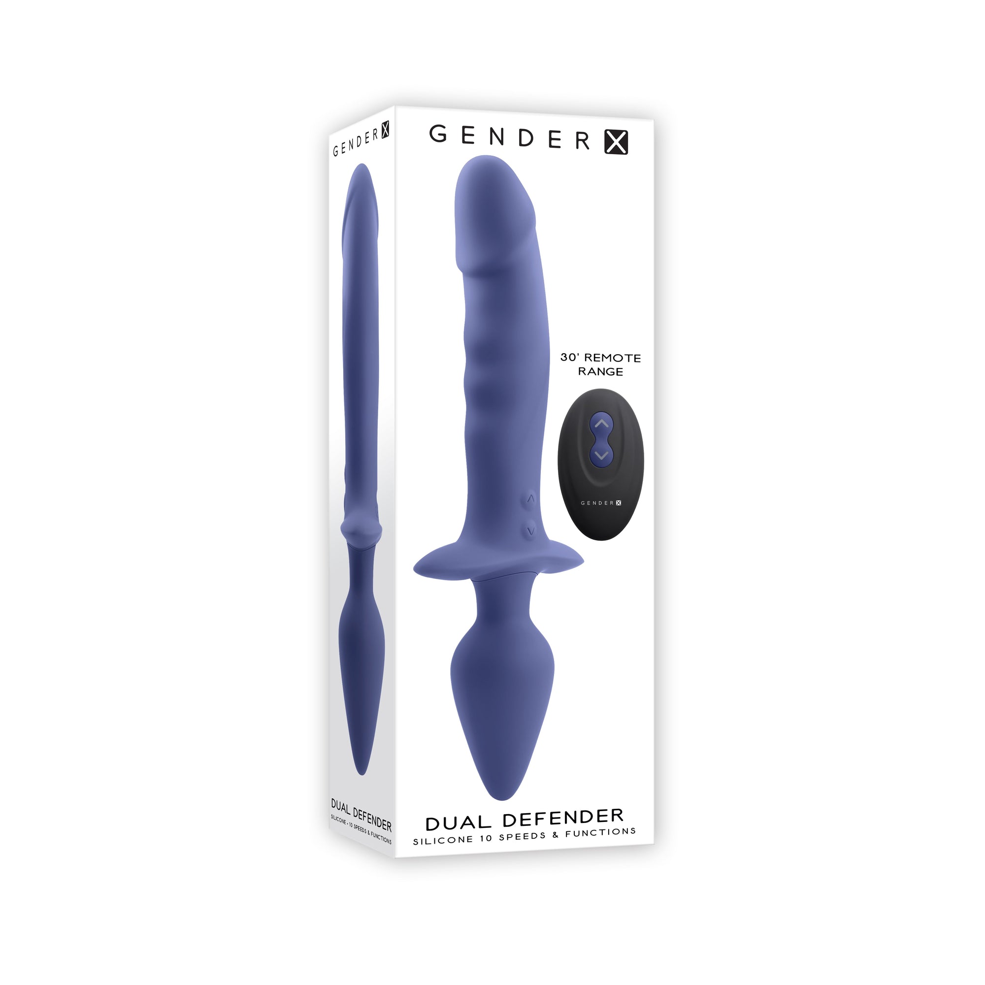 Evolved - Gender X Dual Defender Vibrating Anal Plug and Dildo (Blue)