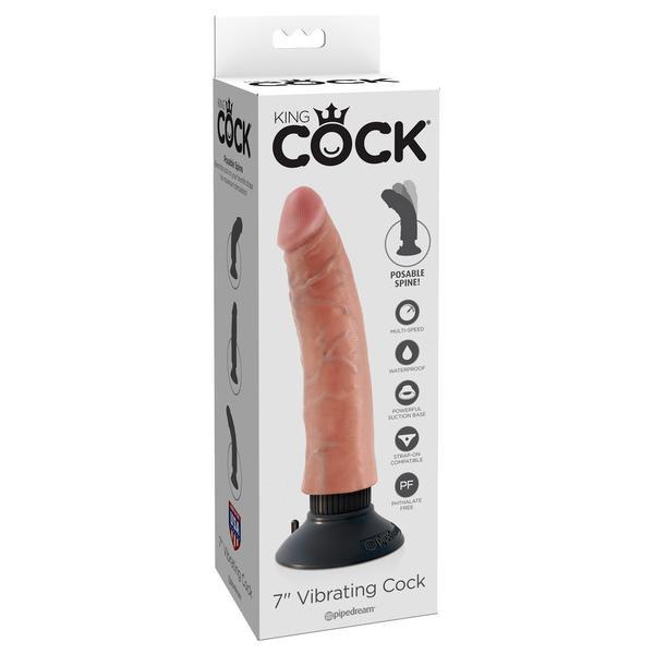 Pipedream - King Cock 7&quot; Vibrating Cock (Beige) - PleasureHobby