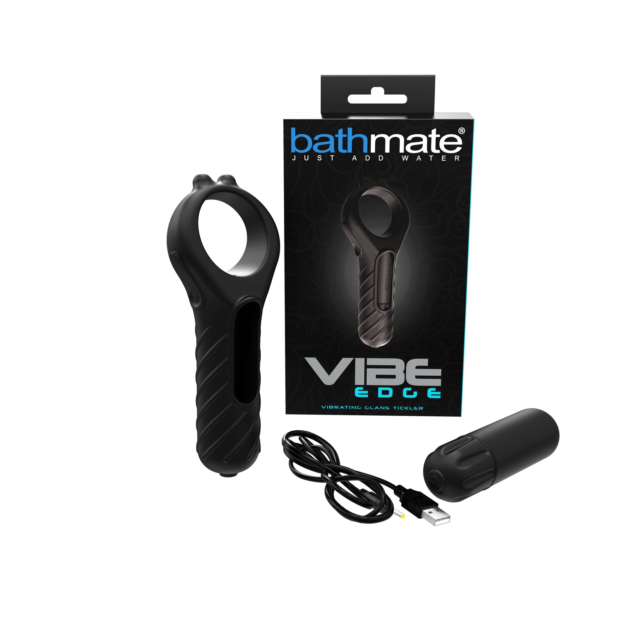 Bathmate - Vibe Edge Vibrating Glans Tickler Masturbator (Black) BM1091 CherryAffairs