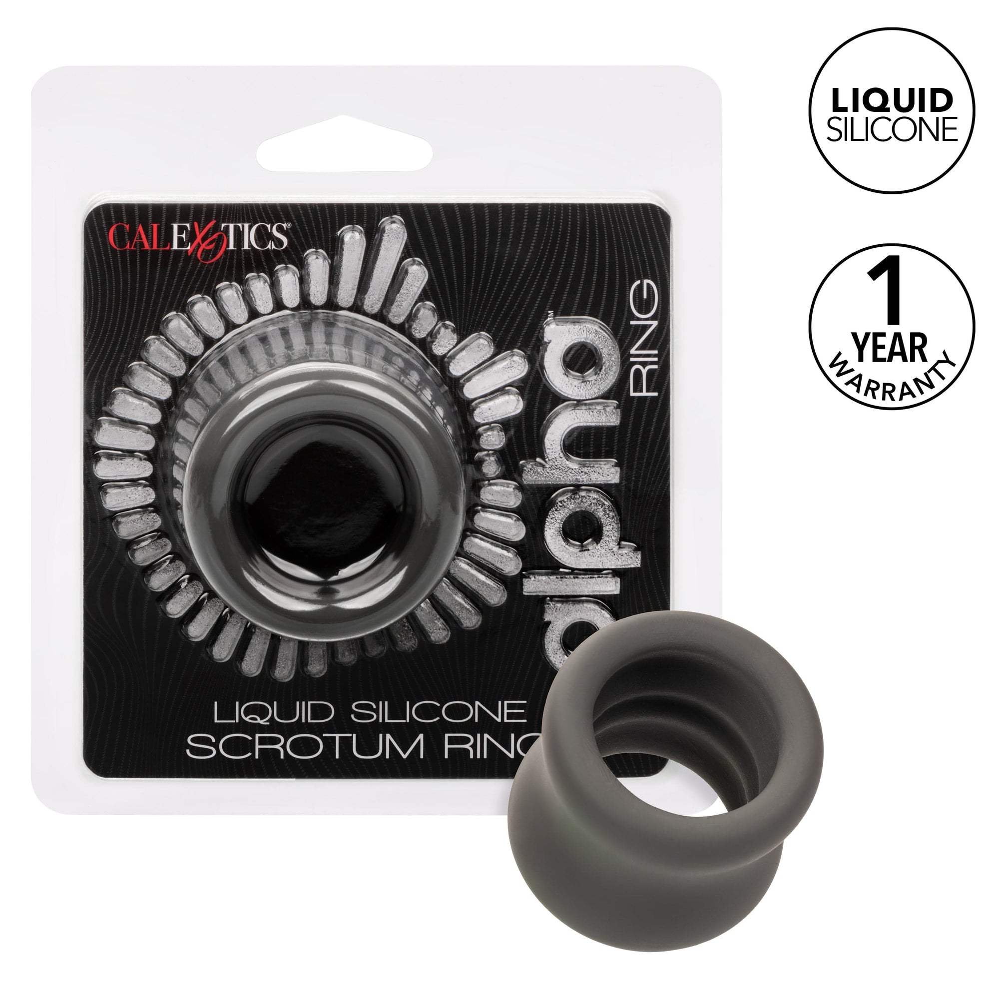 California Exotics - Alpha Liquid Silicone Scrotum Cock Ring (Gray) CE2005 CherryAffairs