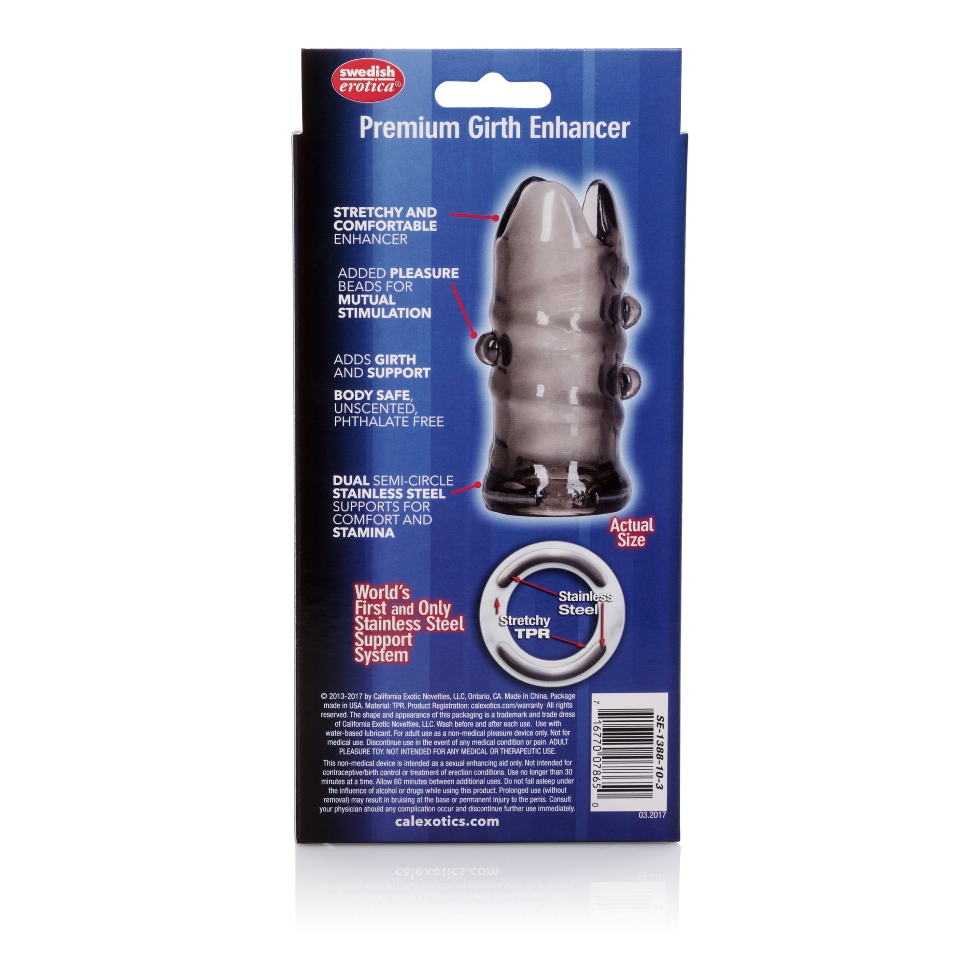 California Exotics - Apollo Premium Girth Enhancer Cock Sleeve (Grey) Cock Sleeves (Non Vibration) Singapore