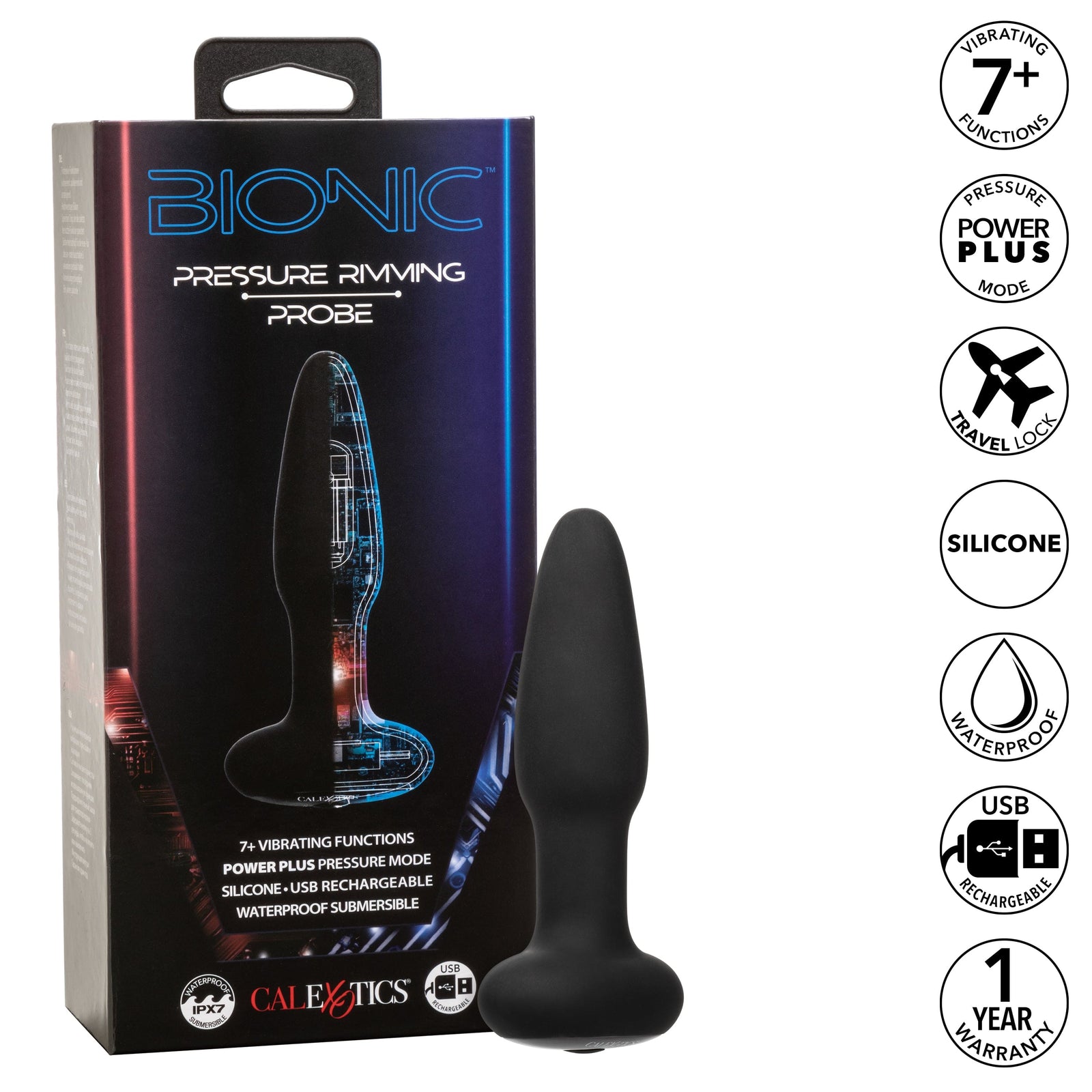 California Exotics - Bionic Pressure Rimming Probe Massager (Black) CE2007 CherryAffairs