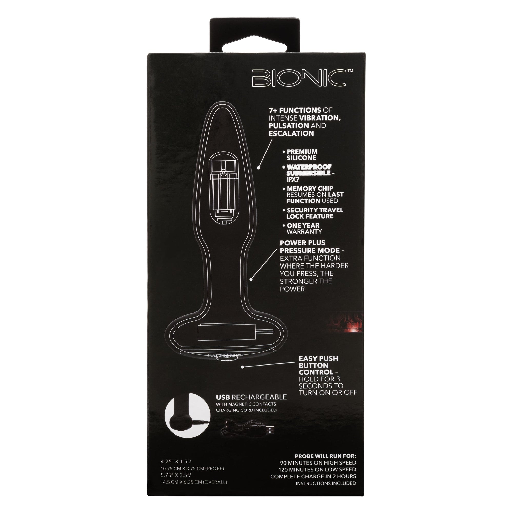 California Exotics - Bionic Pressure Rimming Probe Massager (Black) CE2007 CherryAffairs