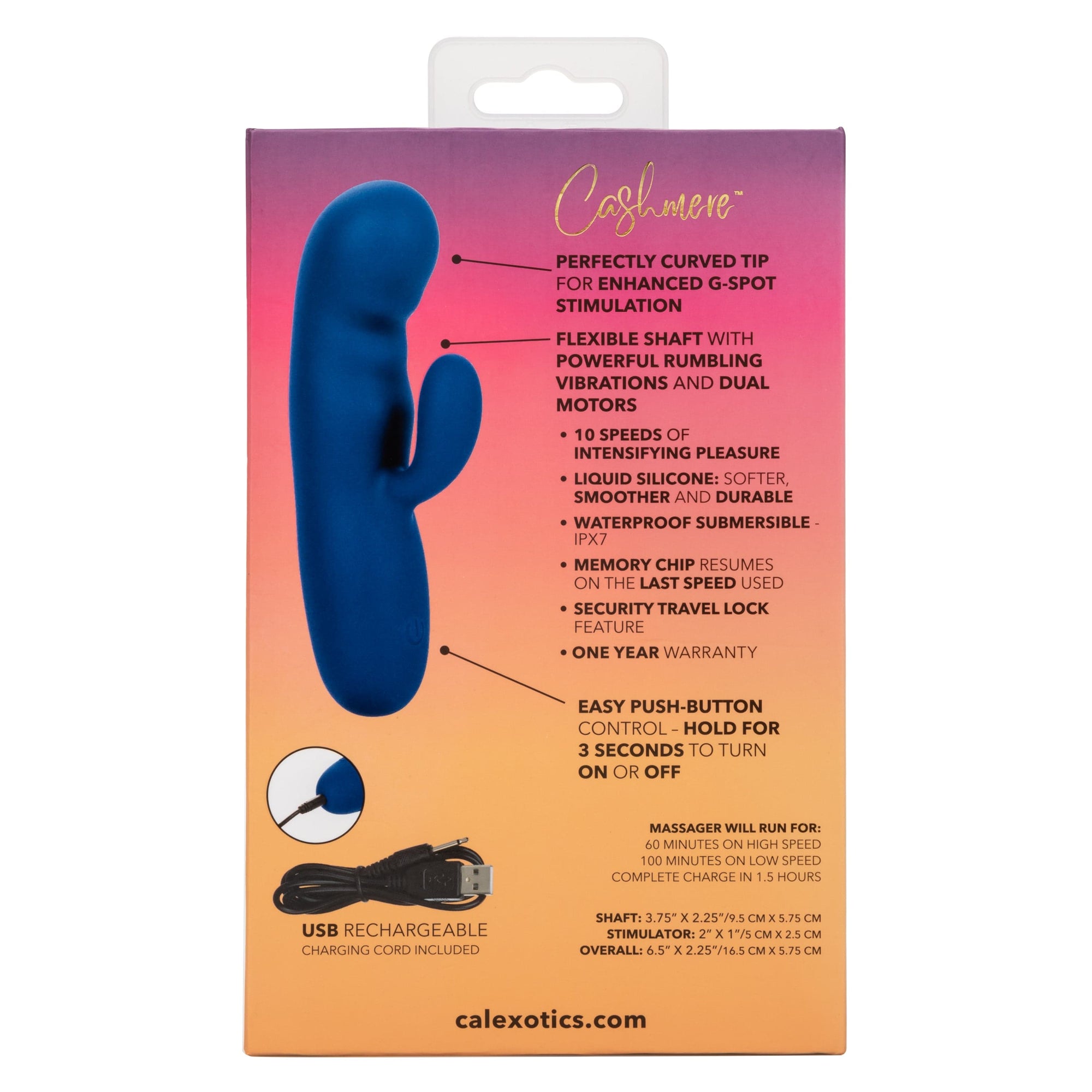 California Exotics - Cashmere Silk Duo Rabbit Vibrator (Blue) CE2021 CherryAffairs