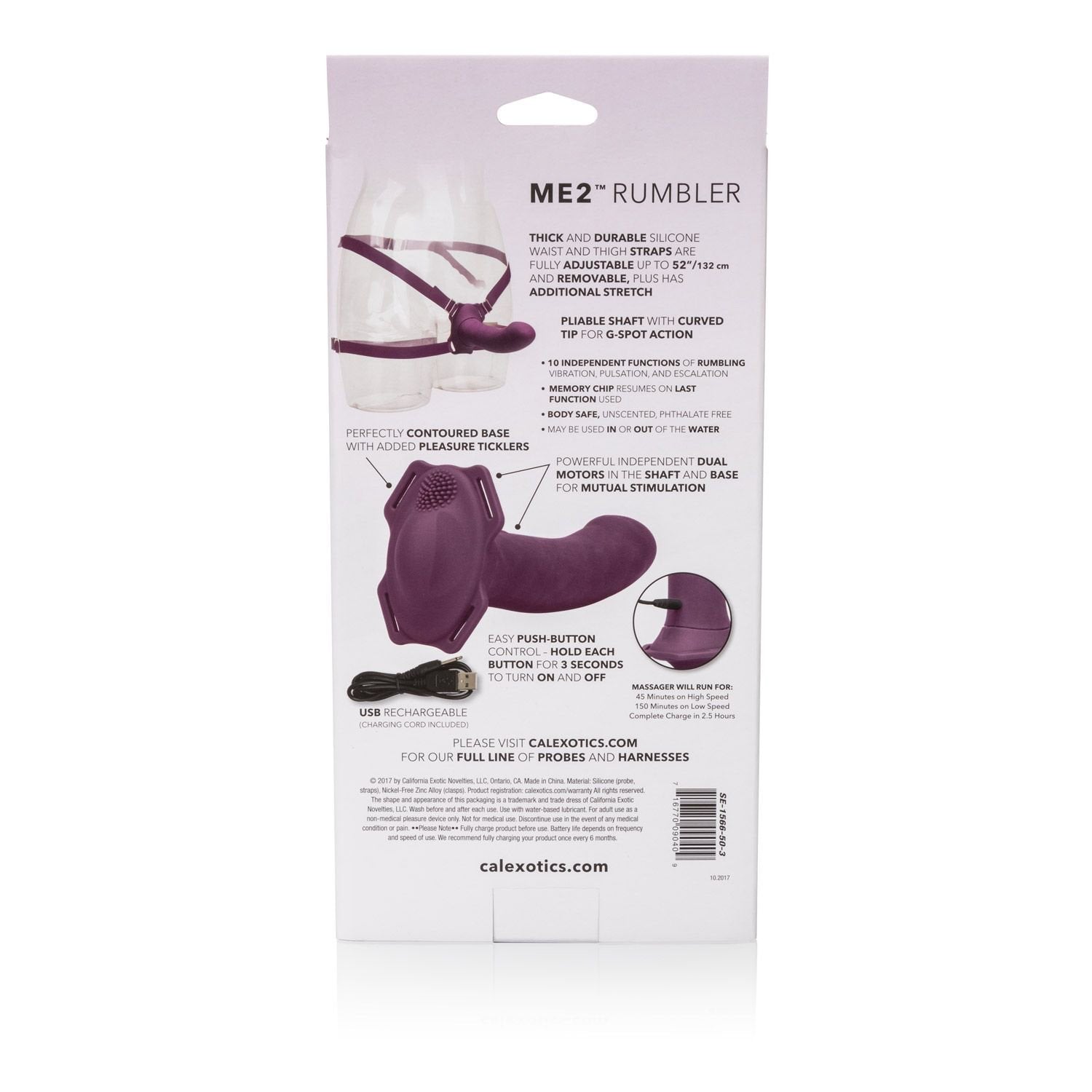 California Exotics - Me2 Rumbler Strap On Vibrating Dildo (Purple) Strap On with Non hollow Dildo for Female (Vibration) Rechargeable Singapore