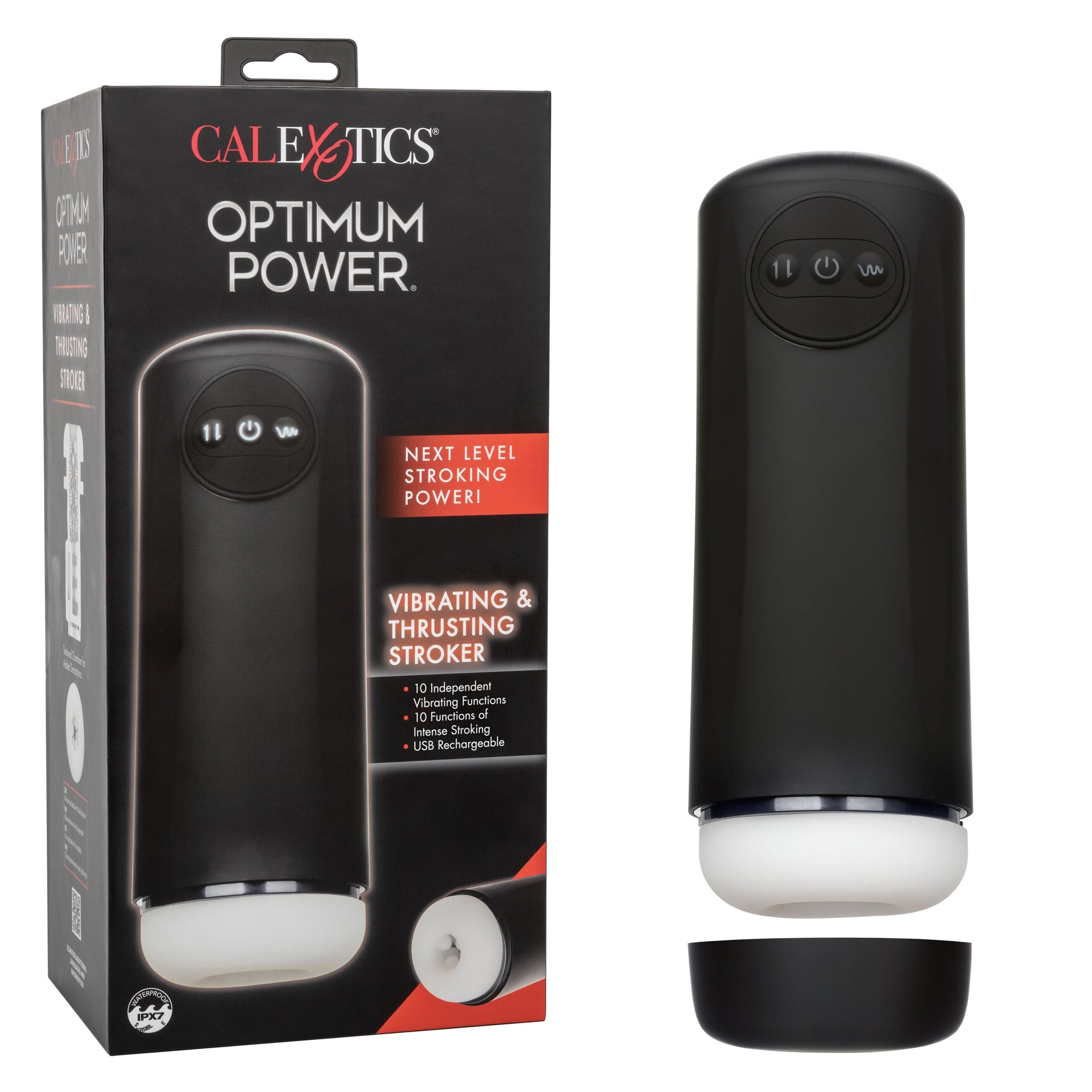 California Exotics - Optimum Power Vibrating and Thrusting Stroker Masturbator (Black) CE2022 CherryAffairs