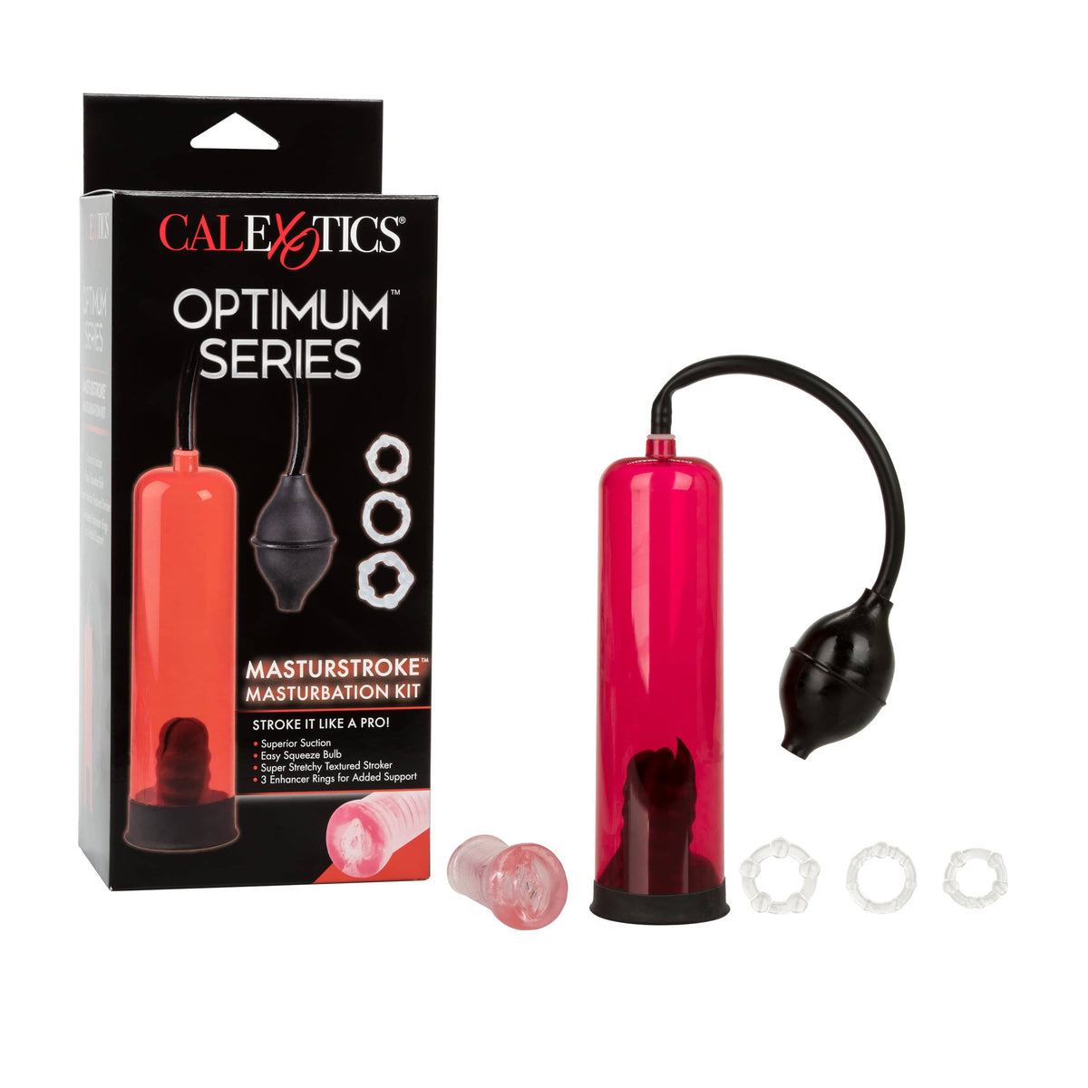 California Exotics - Optimum Series Masturstroke Masturbation Kit (Red) Penis Pump (Non Vibration) 716770026200 CherryAffairs