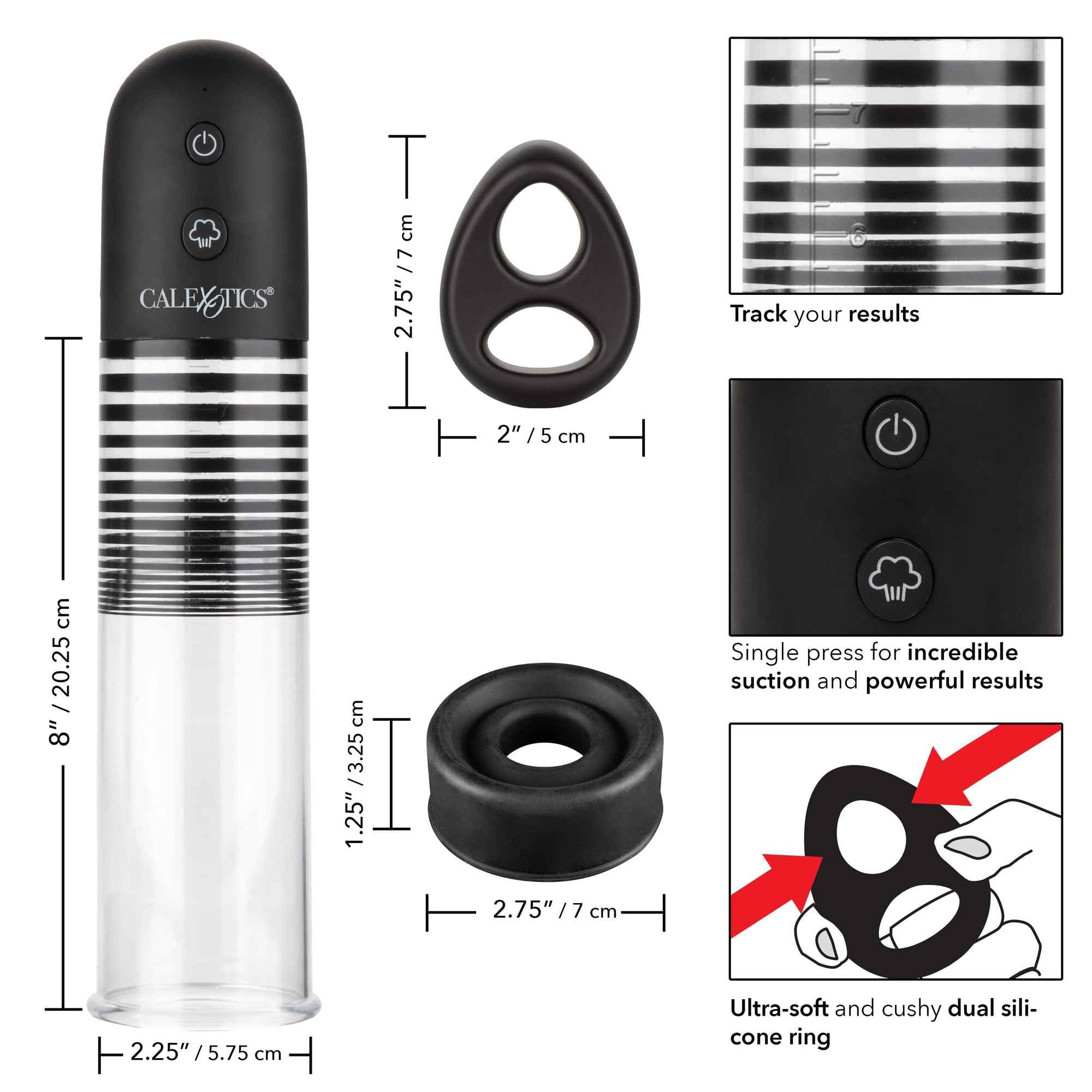 California Exotics - Optimum Series Rechargeable EZ Penis Pump Kit (Clear) Penis Pump (Vibration) Rechargeable 716770093295 CherryAffairs