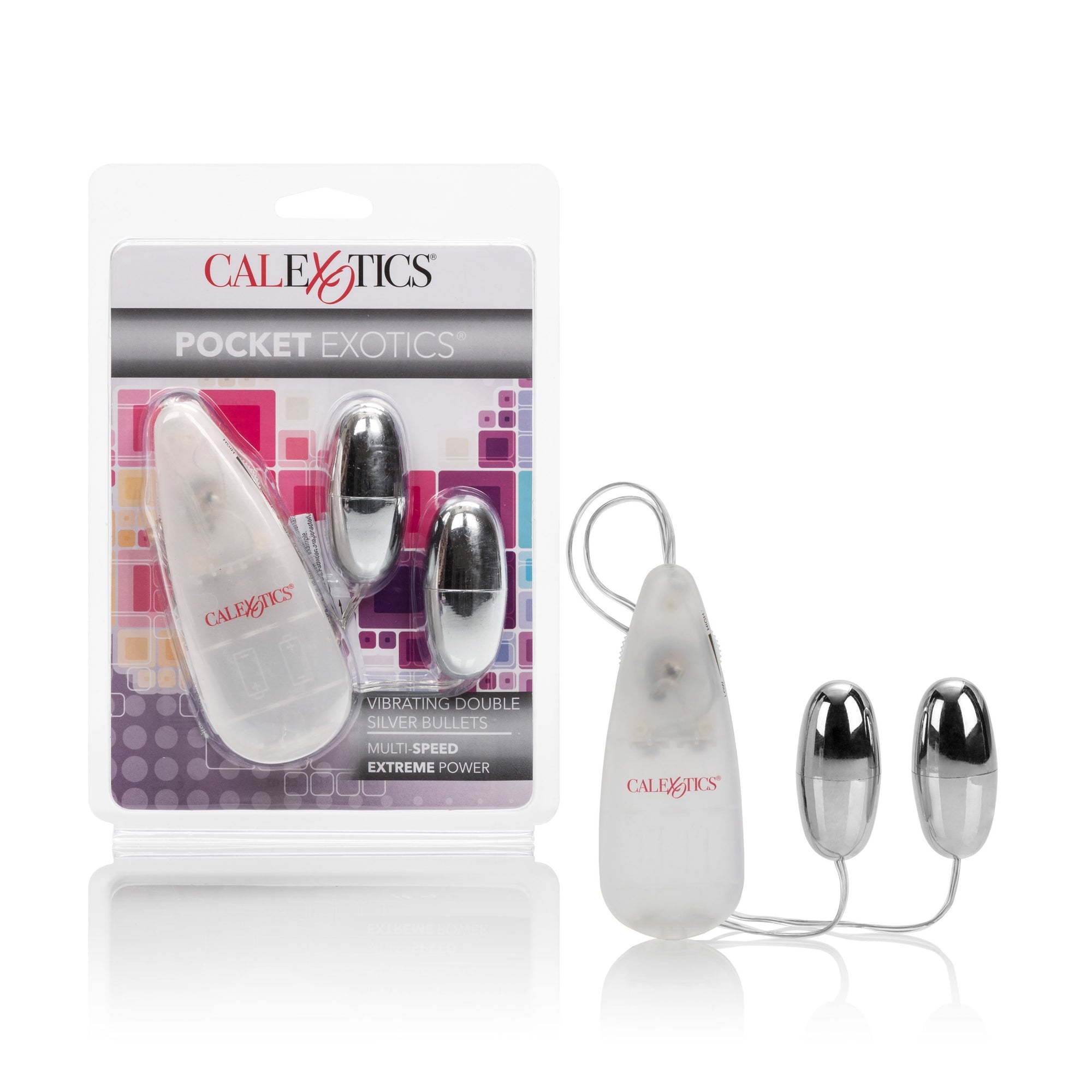 California Exotics - Pocket Exotics Vibrating Double Silver Bullet Vibrator (White) Wired Remote Control Egg (Vibration) Non Rechargeable Singapore